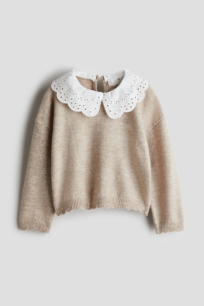 Jersey con cuello Peter Pan - Beige jaspeado - 1