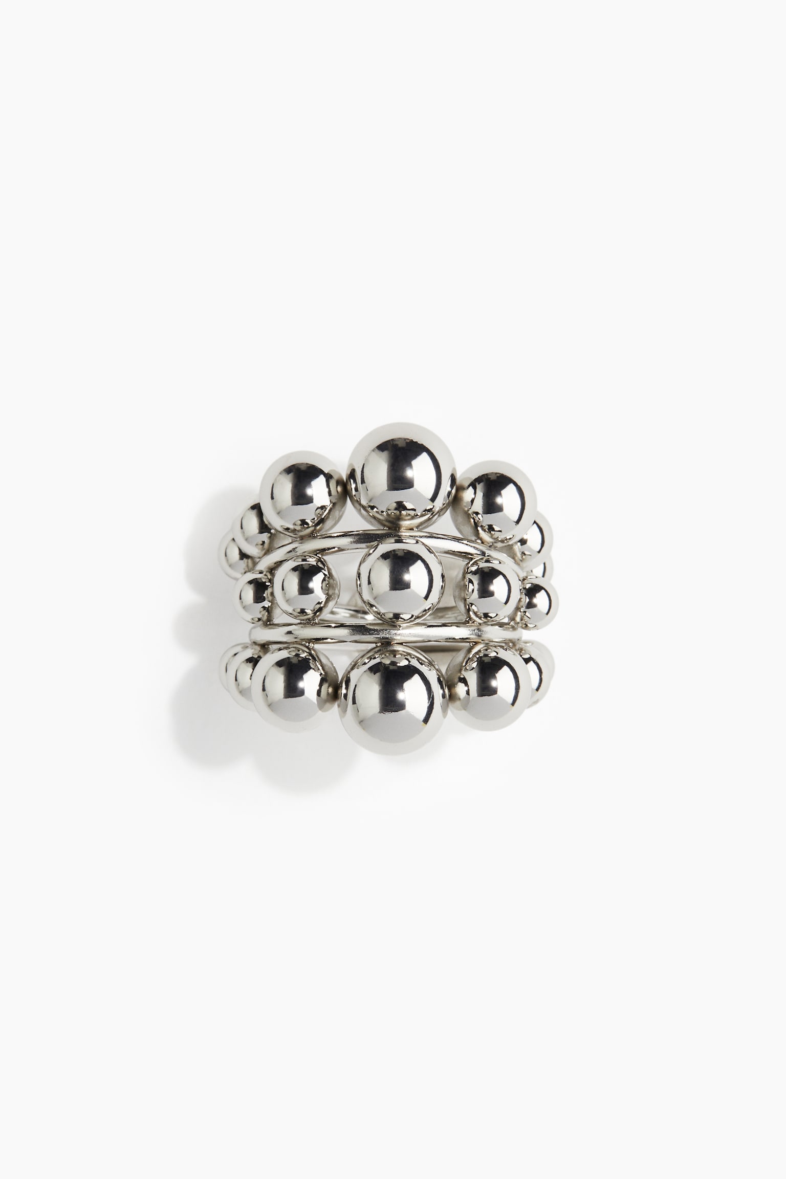 Beaded ring - Silver-coloured - 2