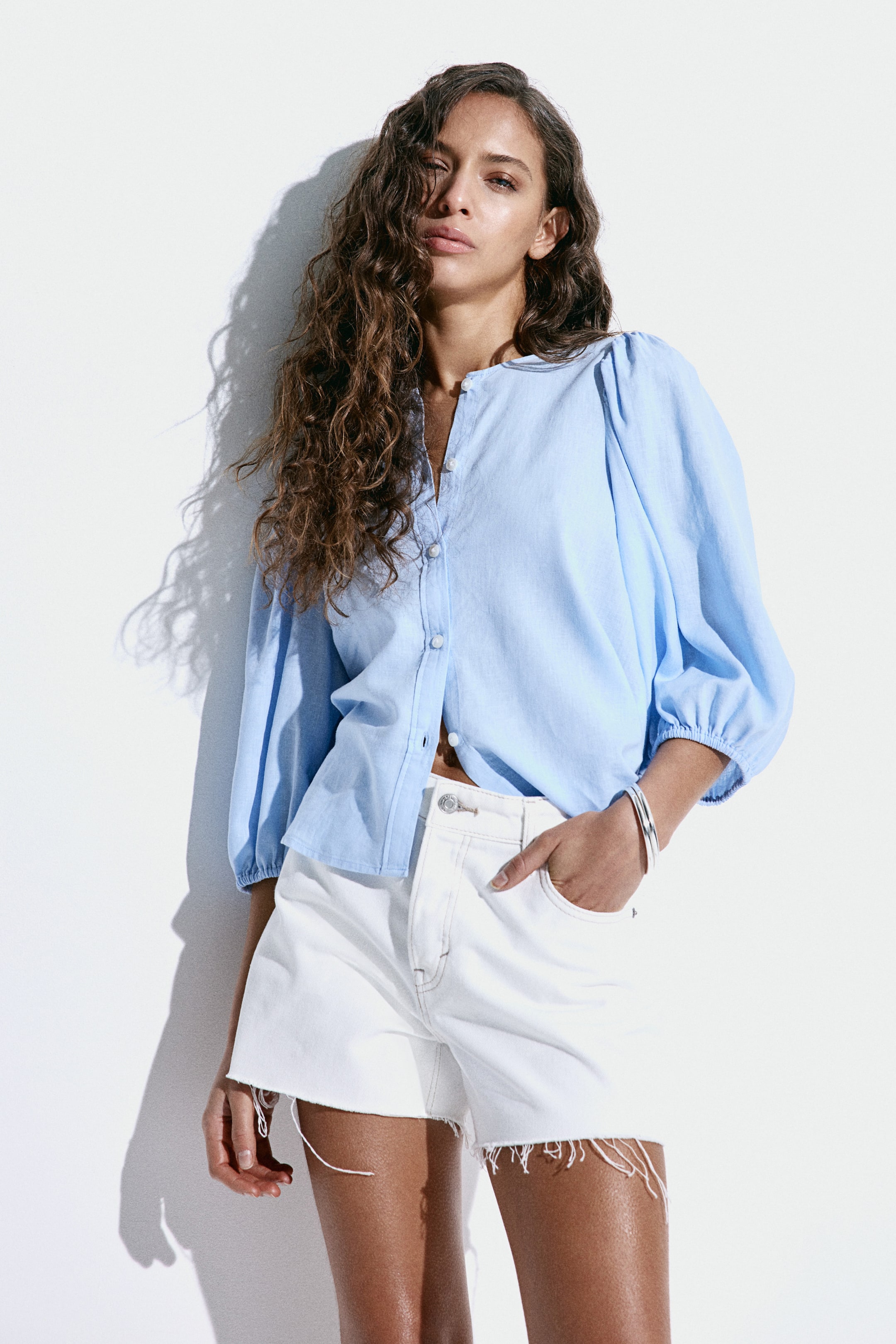 Linen-Blend Blouse