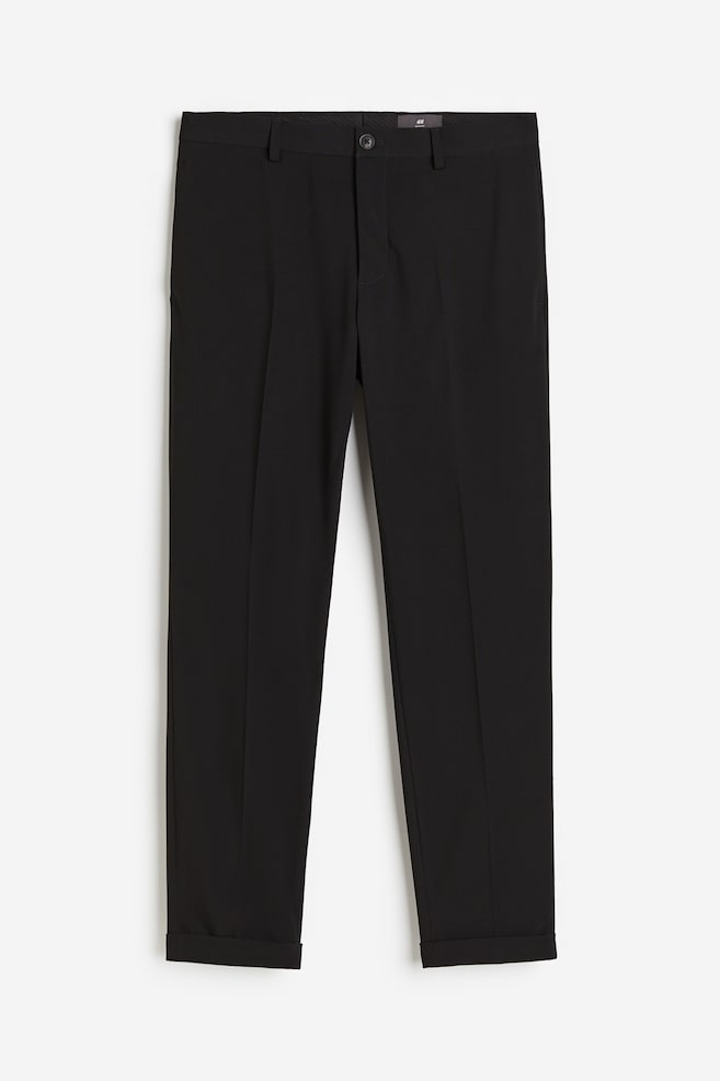 Spodnie garniturowe do kostki Slim Fit - Czarny/Beżowy - 2