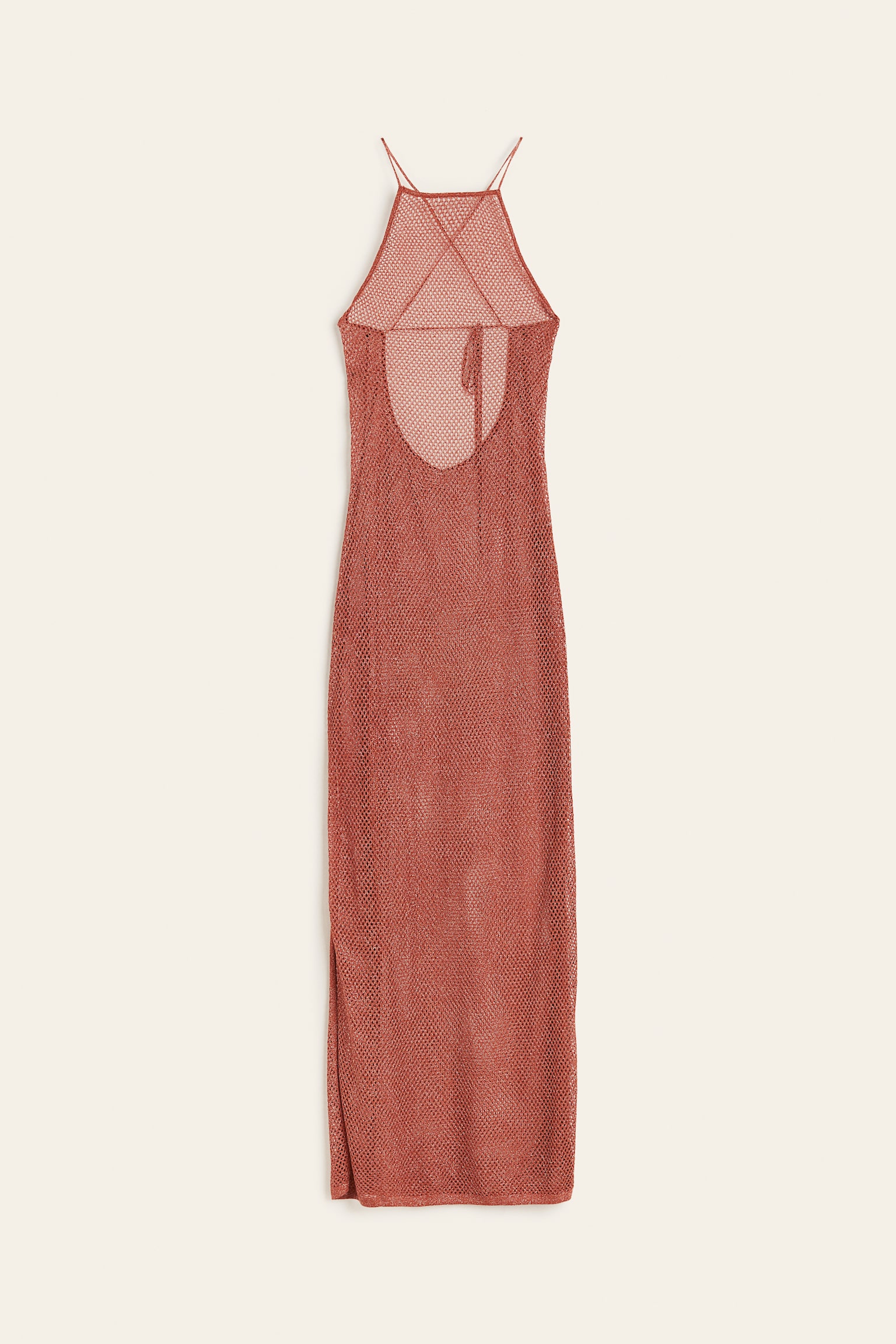 Pointelle Knit Beach Dress - Rust red - 1