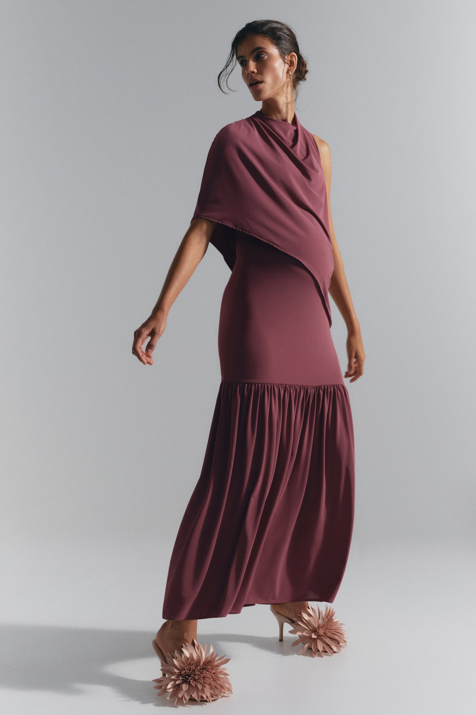 Женское платье H&M Mama Cape-Detail Nursing, цвет: Меланжевый фиолетовый — фото 4