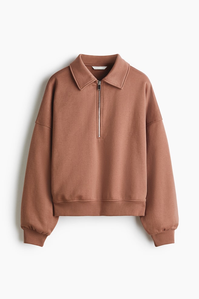 Zip-top sweatshirt - Dark dusty pink - 1