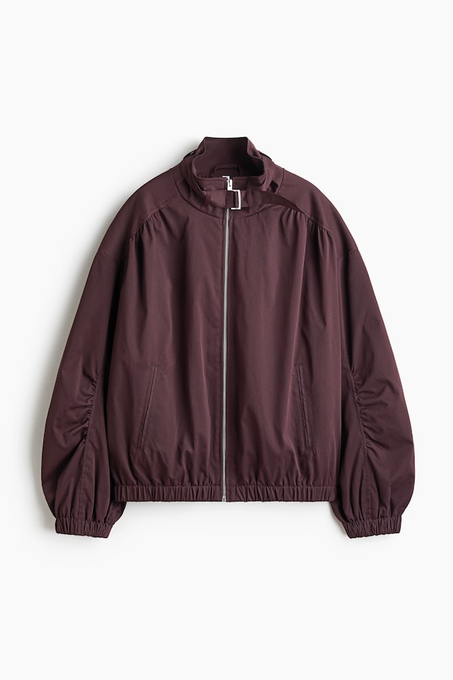Oversized bunda bomber - Vínová/Tmavomodrá - 1