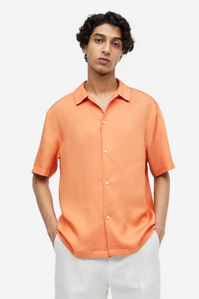 Regular Fit Short-sleeved lyocell shirt - Apricot/Black/Light greige/Khaki green/dc/dc - 1