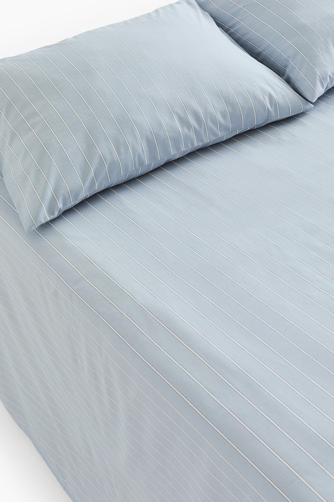 Striped queen bed sheet set - Light dusty blue/Striped/Light beige/Striped - 1