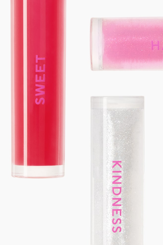 3-pack mini lip glosses - Red glitter/Hot pink glitter - 2
