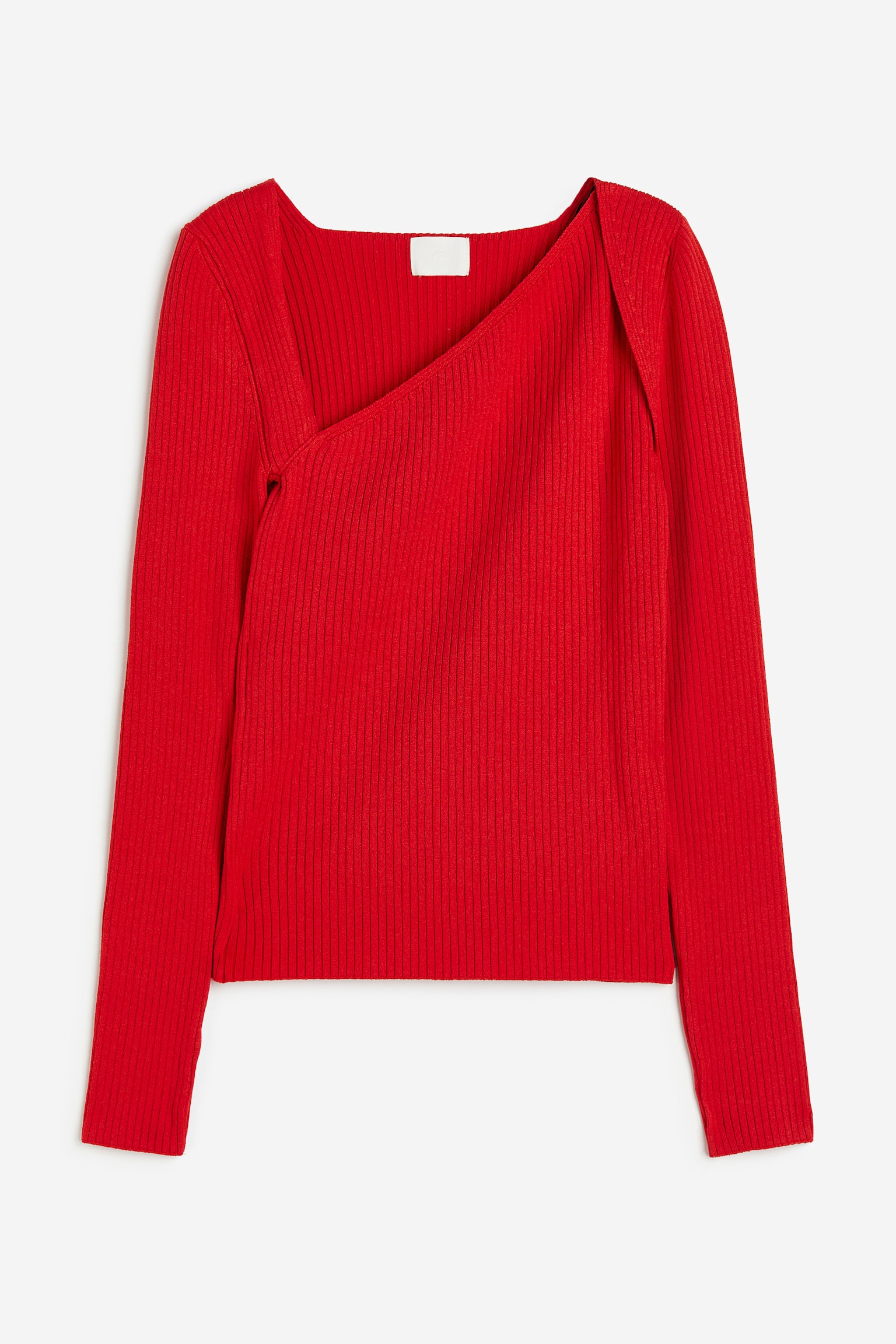 Asymmetric-neck jumper - Red/White - 1