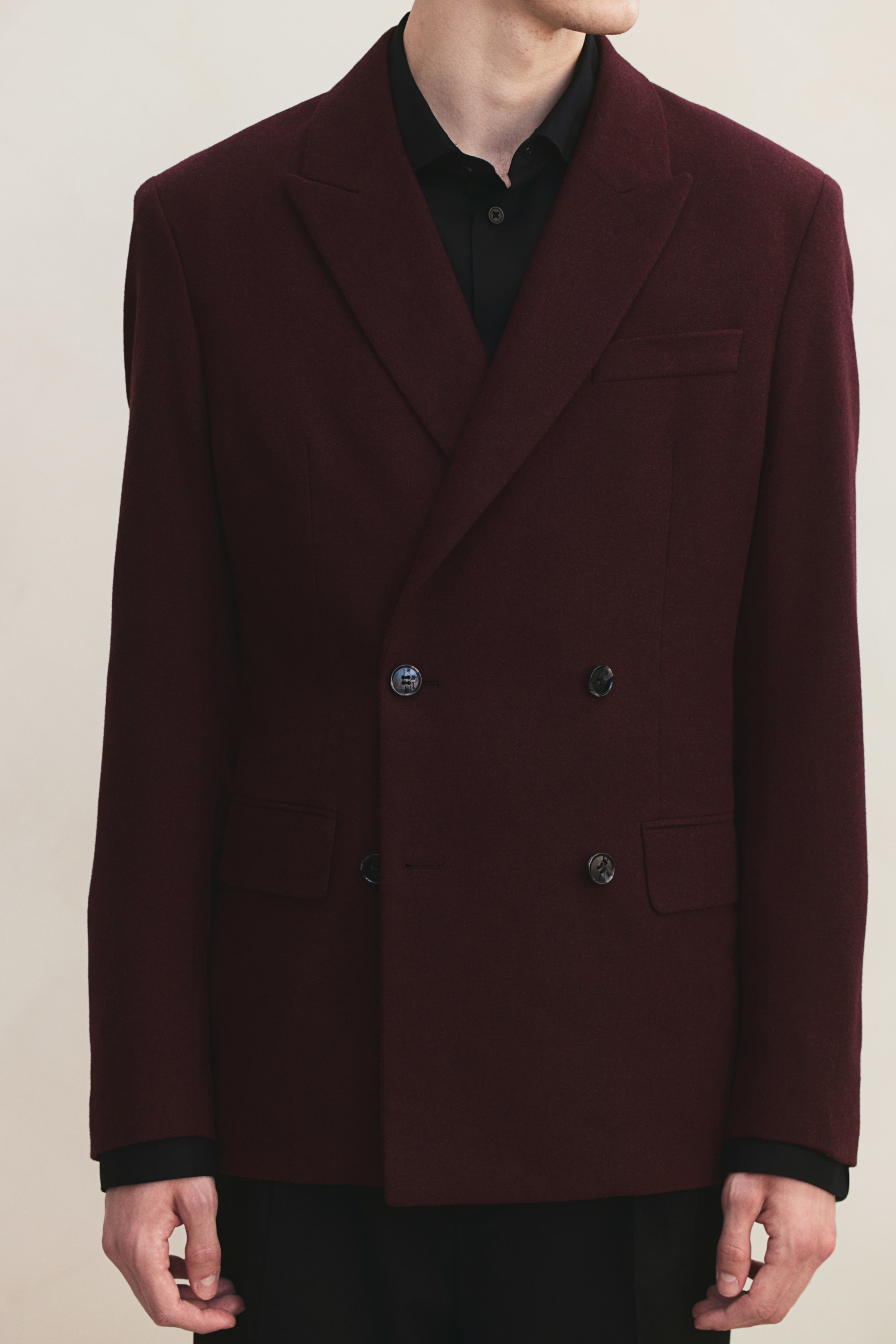 Regular Fit Double-breasted jacket - Burgundy - Men | H&M GB 4