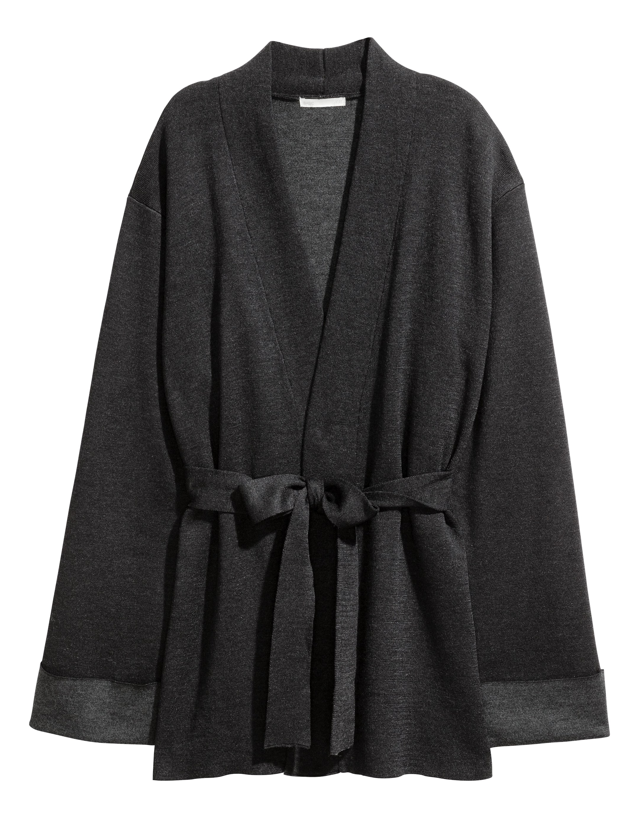 View larger image: Cardigan with a tie belt - Dark grey - Ladies | H&M GB 1