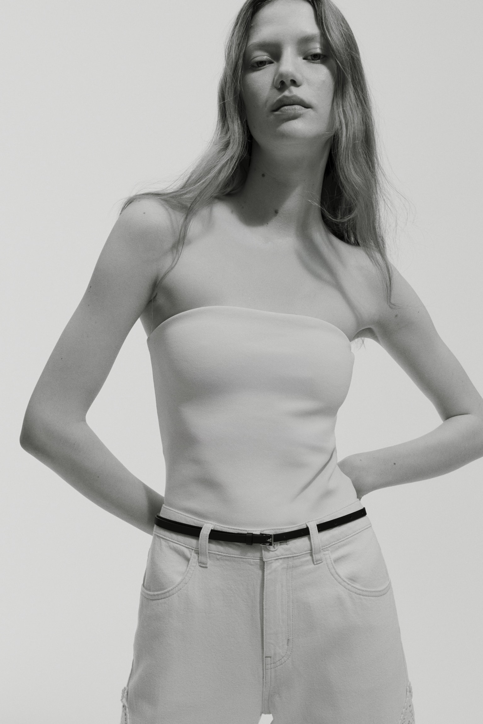 Ceinture en cuir fendu-Noir - 1