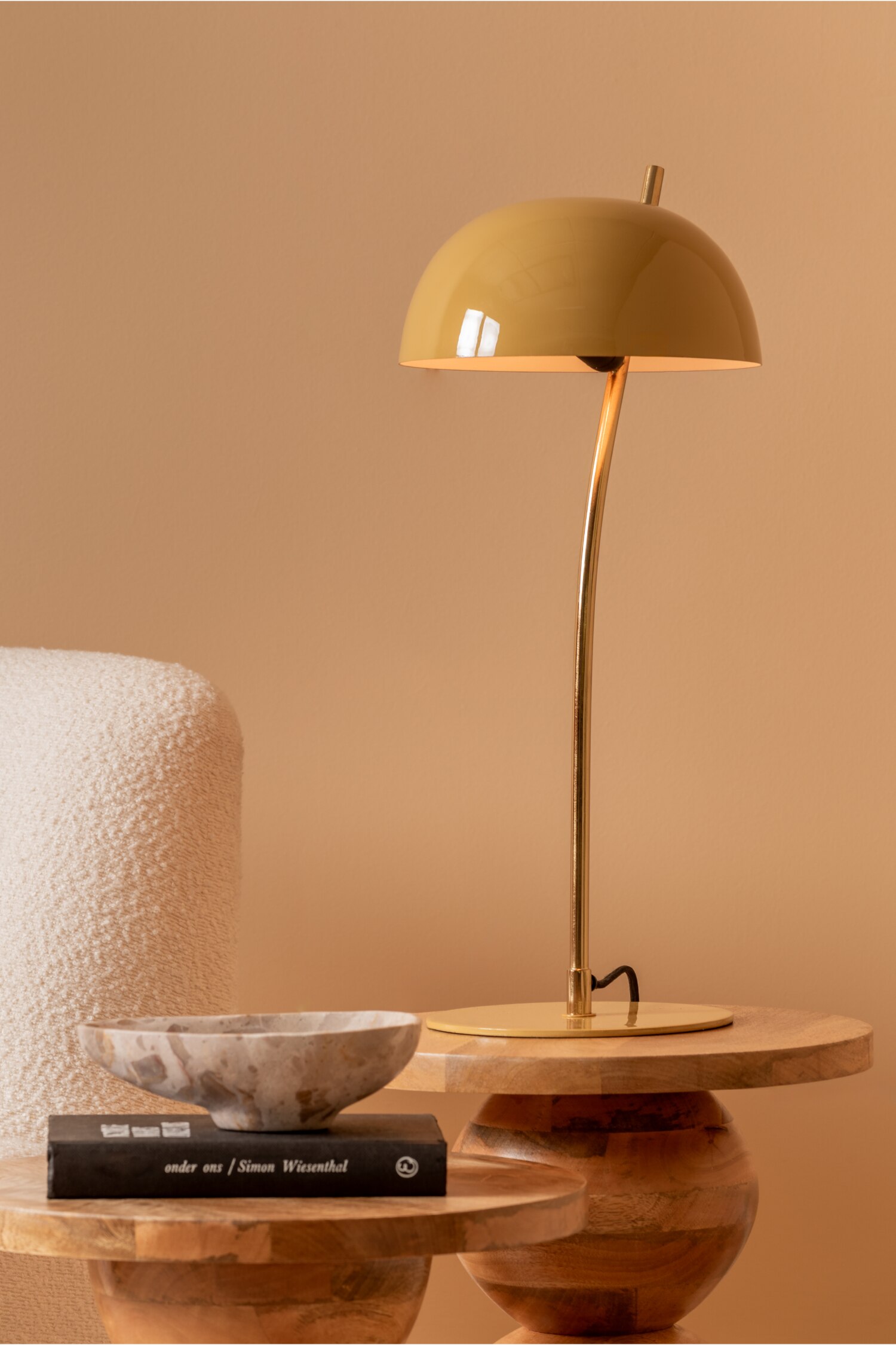 Tischlampe Aus Eisen – Elfenbein & Gold, 1 Licht, 30 Cm Hoch, Italienisches Handwerk