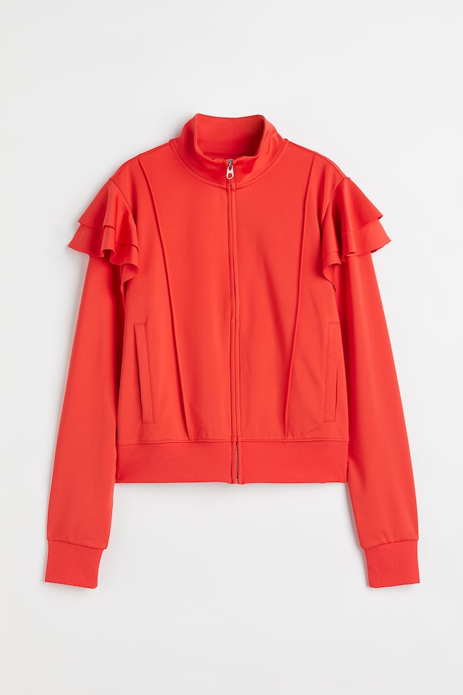 Flounce-trimmed track jacket - Bright red - 1