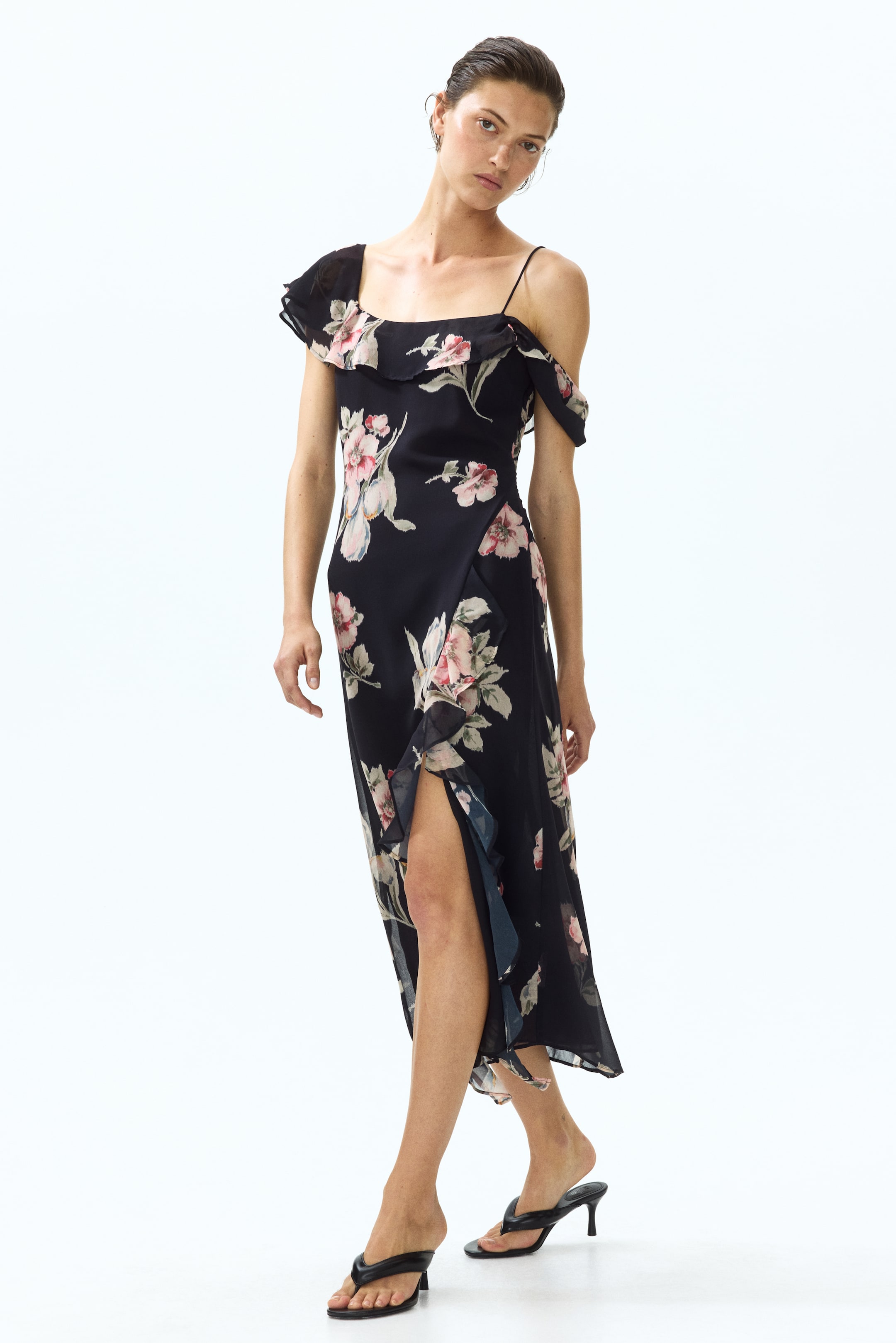 Asymmetric Open-Shoulder Dress