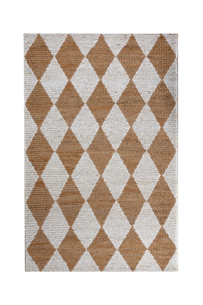 Effie Diamond Chunky Yute Matta - Ljusbeige/Dark Brown/Terrakotta - 1