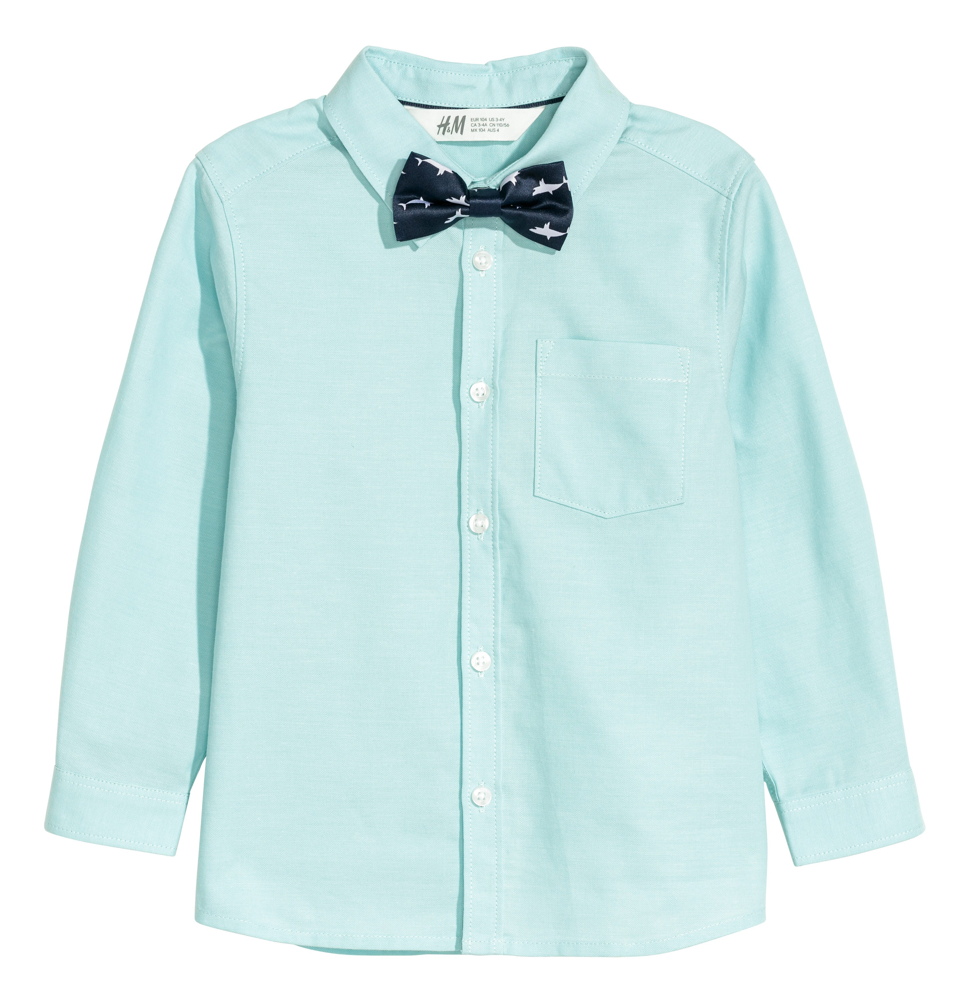Shirt with a tie/bow tie - Light turquoise/Bow tie - Kids | H&M