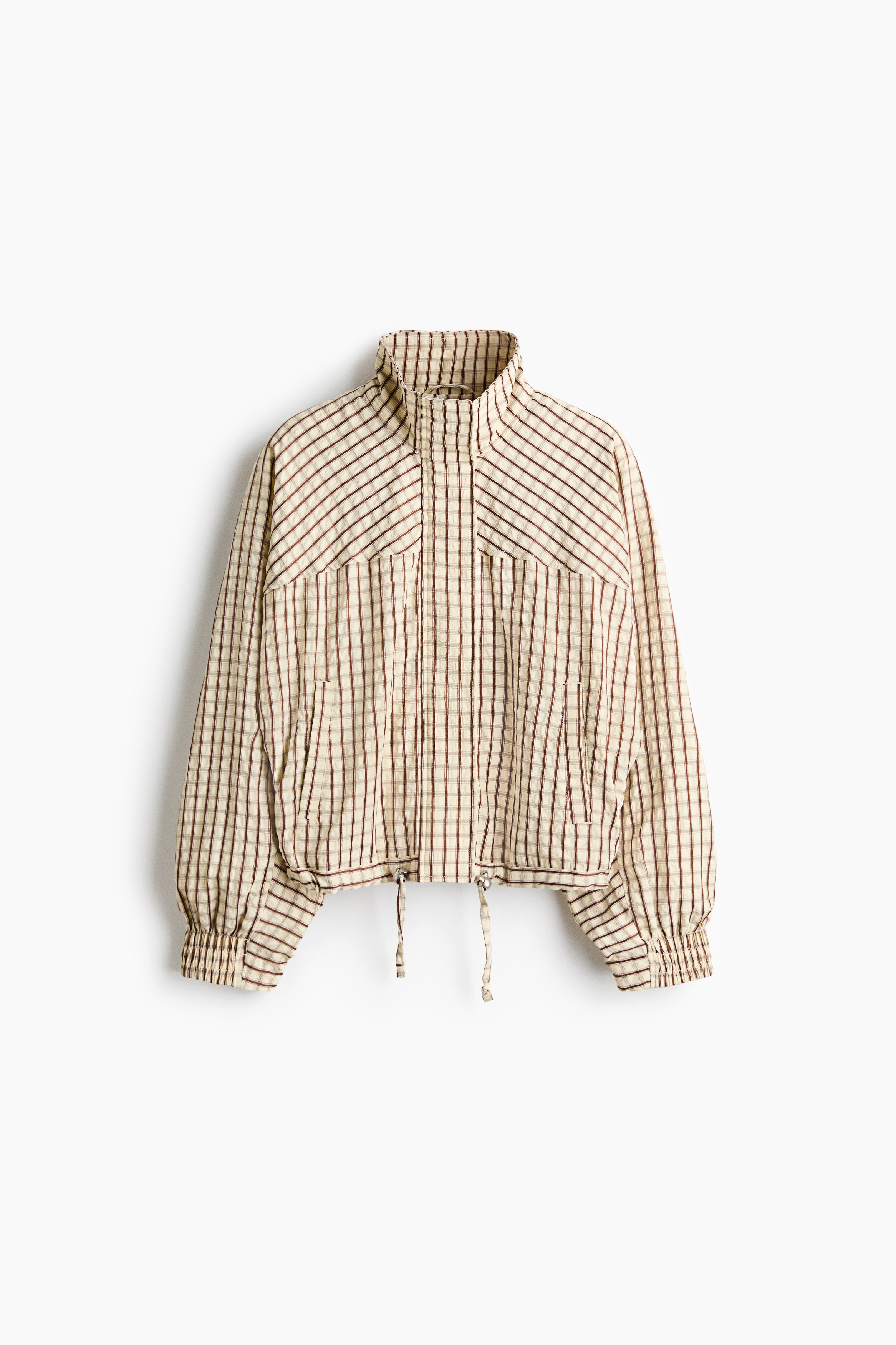 Dolman-Sleeved Jacket - Light dusty yellow/checked/Beige/checked