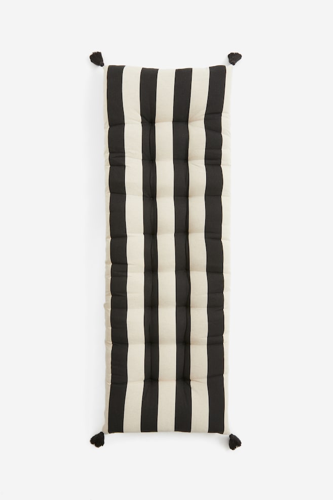 Rectangular tasselled cushion - Dark grey/Striped/Light beige/Brown/Black/Small flowers - 1