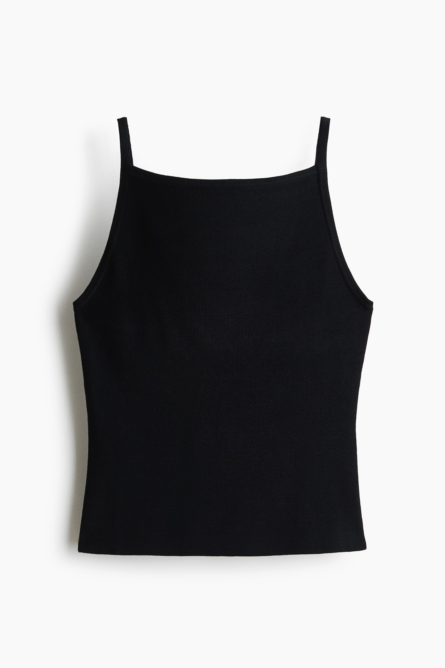 Top de tirantes en punto de canalé - Negro