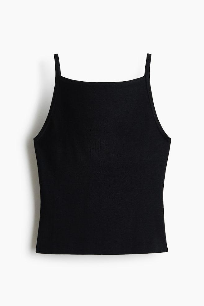 Rib-Knit Tank Top - Black - 1