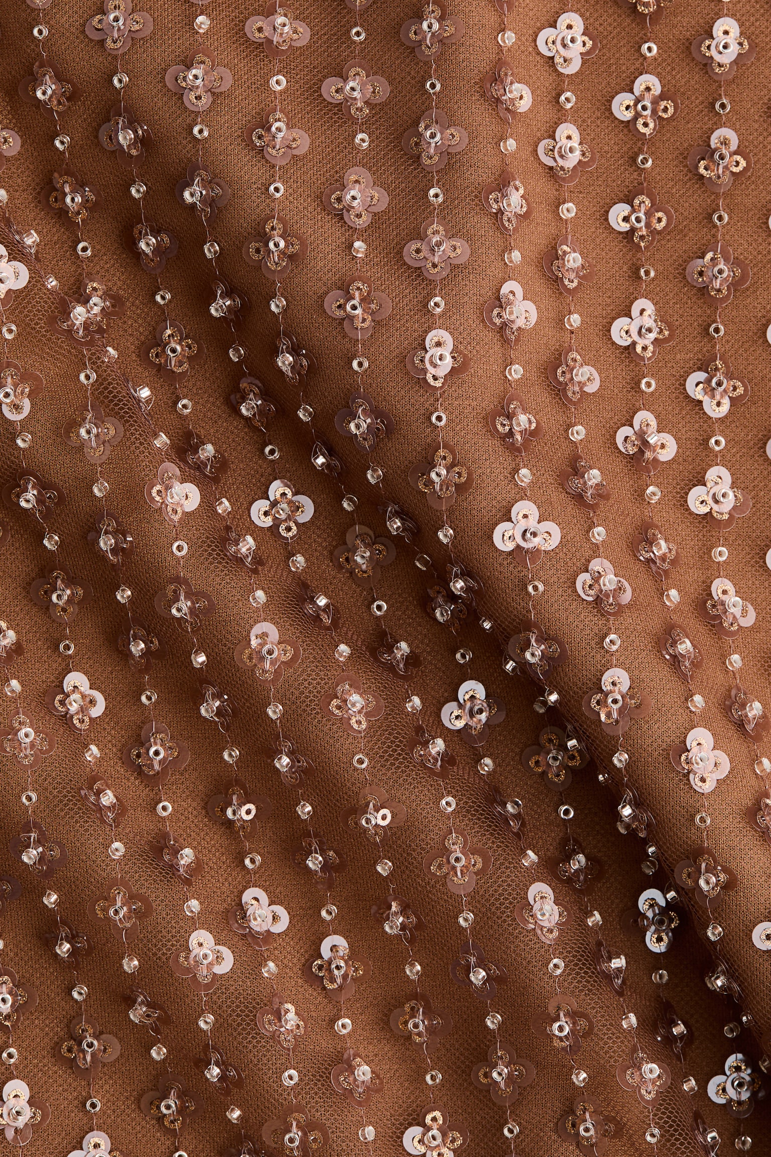 Meshkleid mit Pailletten - Braun - 3