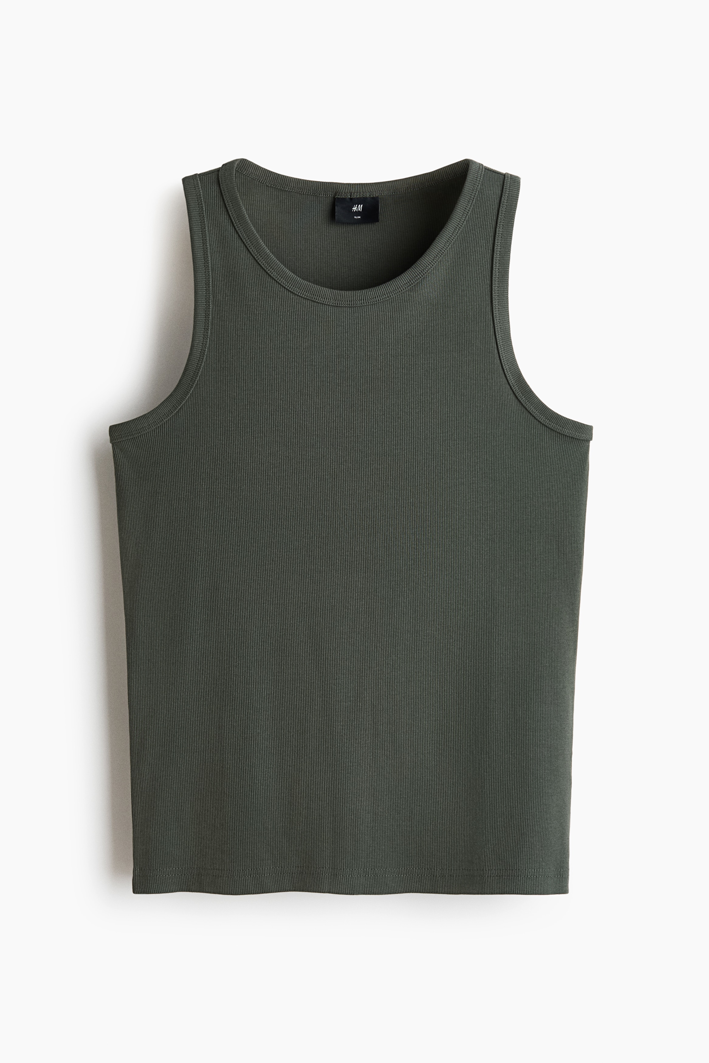 Ribattu toppi Slim Fit - Tumma khakinvihreä/Valkoinen/Musta/Vaalea harmaameleerattu/Ruskea/Tummanharmaa