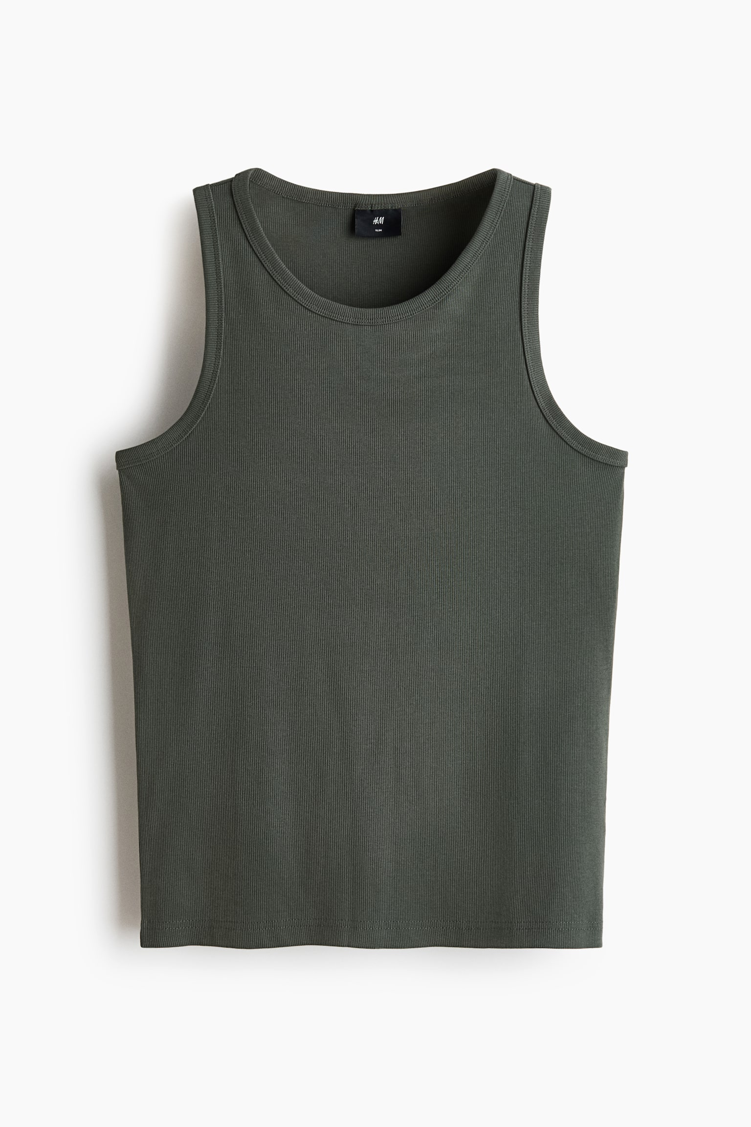 Slim Fit Ribbed vest top - Dark khaki green/Light grey marl/Black/White/Dark grey - 1