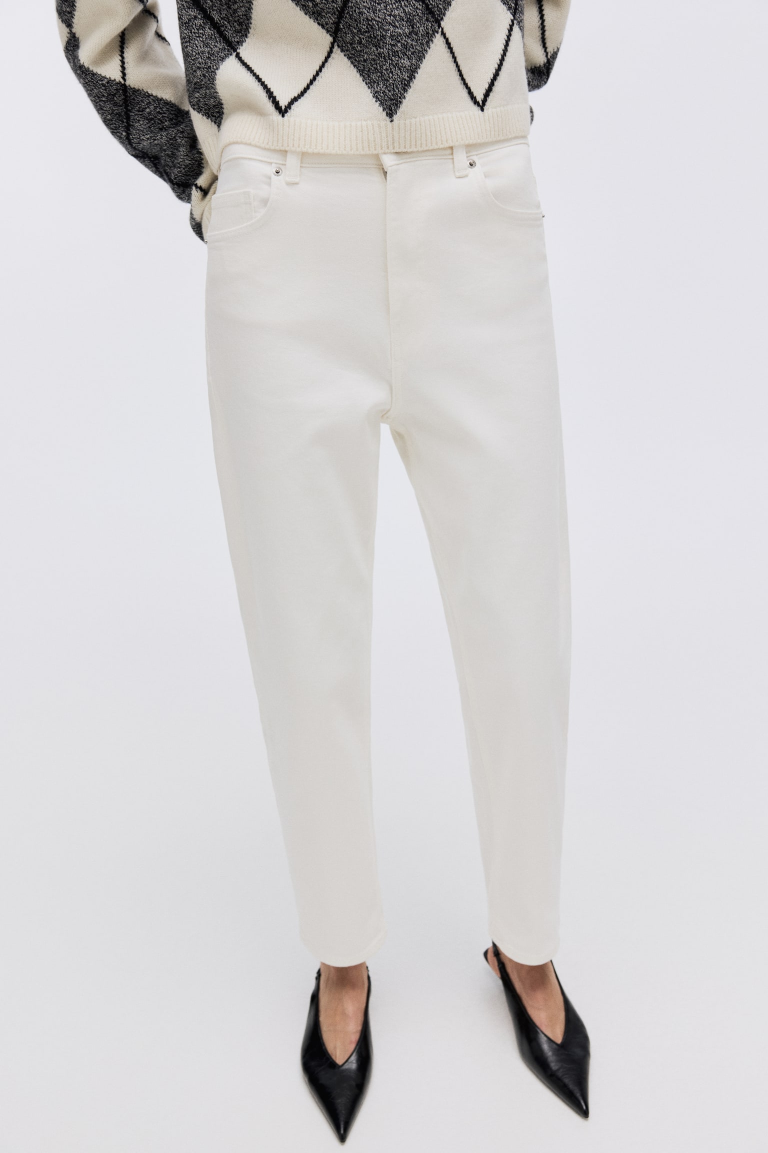 Mom Slim Fit High Waist Ankle Jeans - White/Dark denim grey/Dark denim blue/Denim blue/Denim blue/Light denim blue/Washed black/Denim blue/Cream - 5