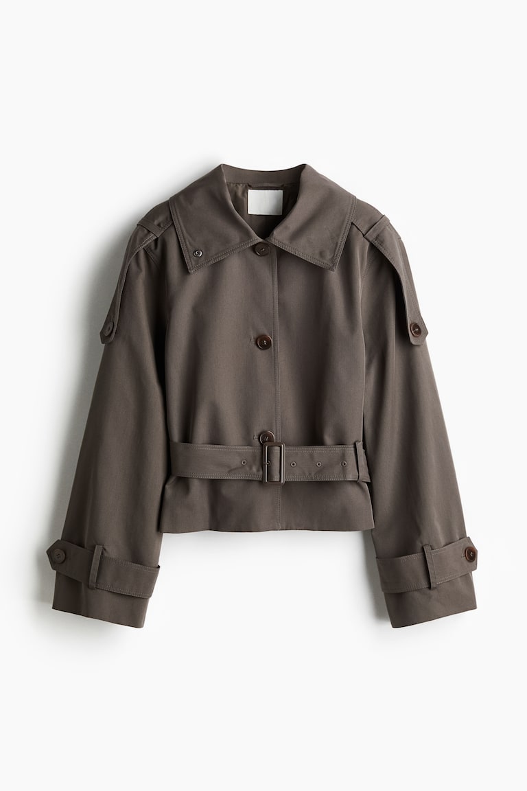 Trench-coat court - Grège foncé - FEMME | H&M FR