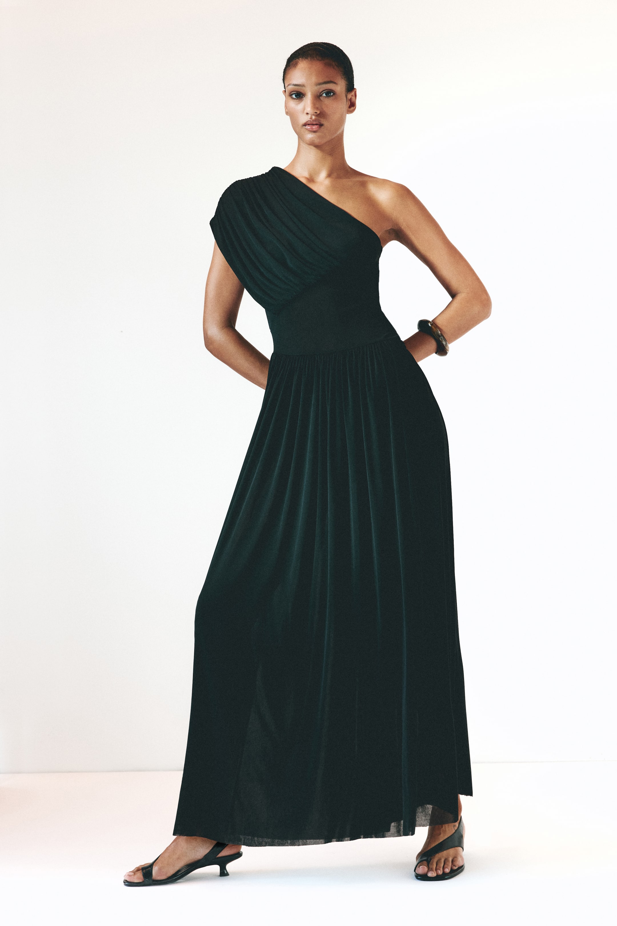 Draped One-Shoulder Dress