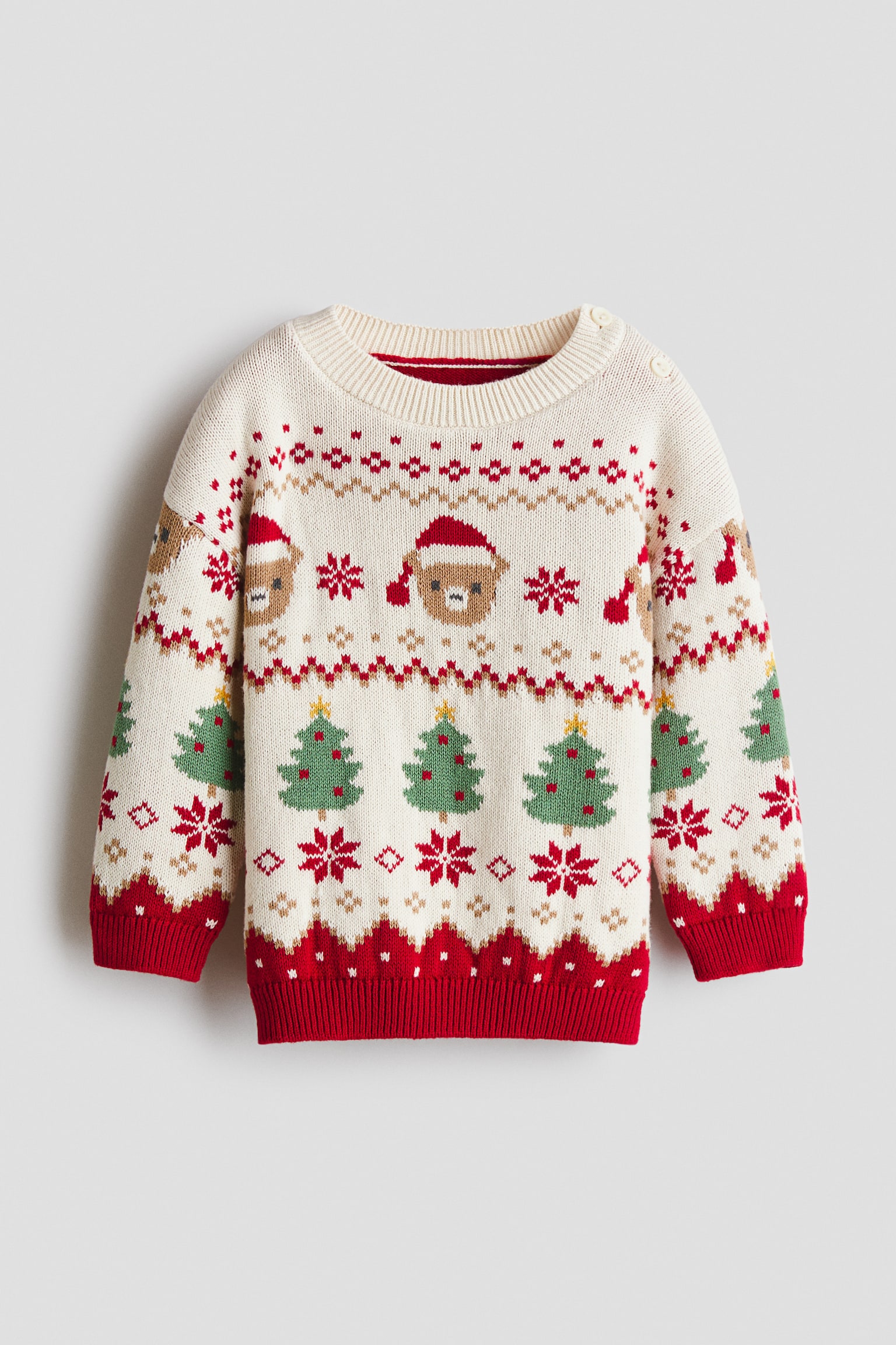 Jacquard-Knit Sweater - Light beige/Christmas/Navy blue/Christmas