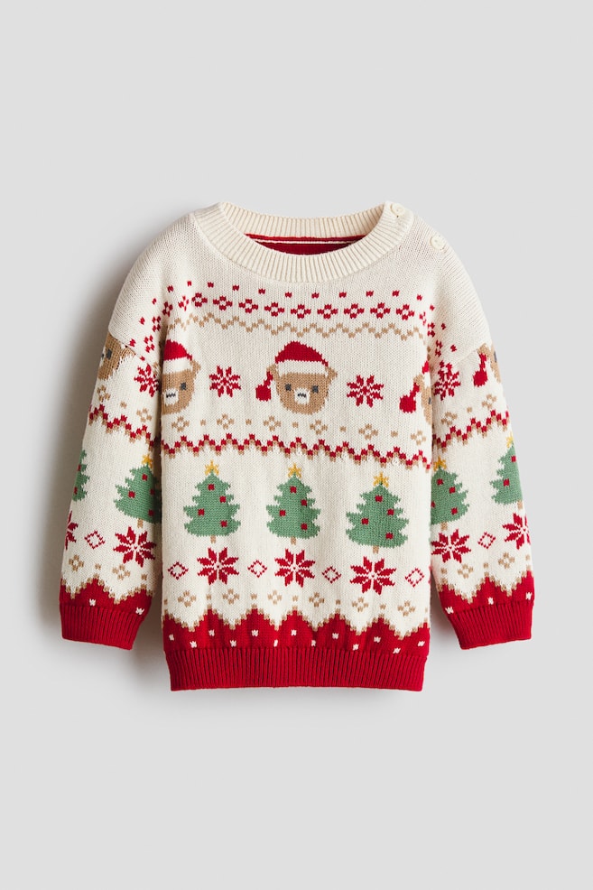 Jacquard-Knit Sweater - Light beige/Christmas - 1