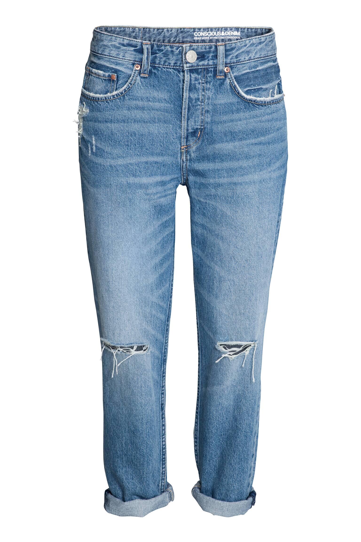 Boyfriend Low Ripped Jeans - Denimblauw - 1