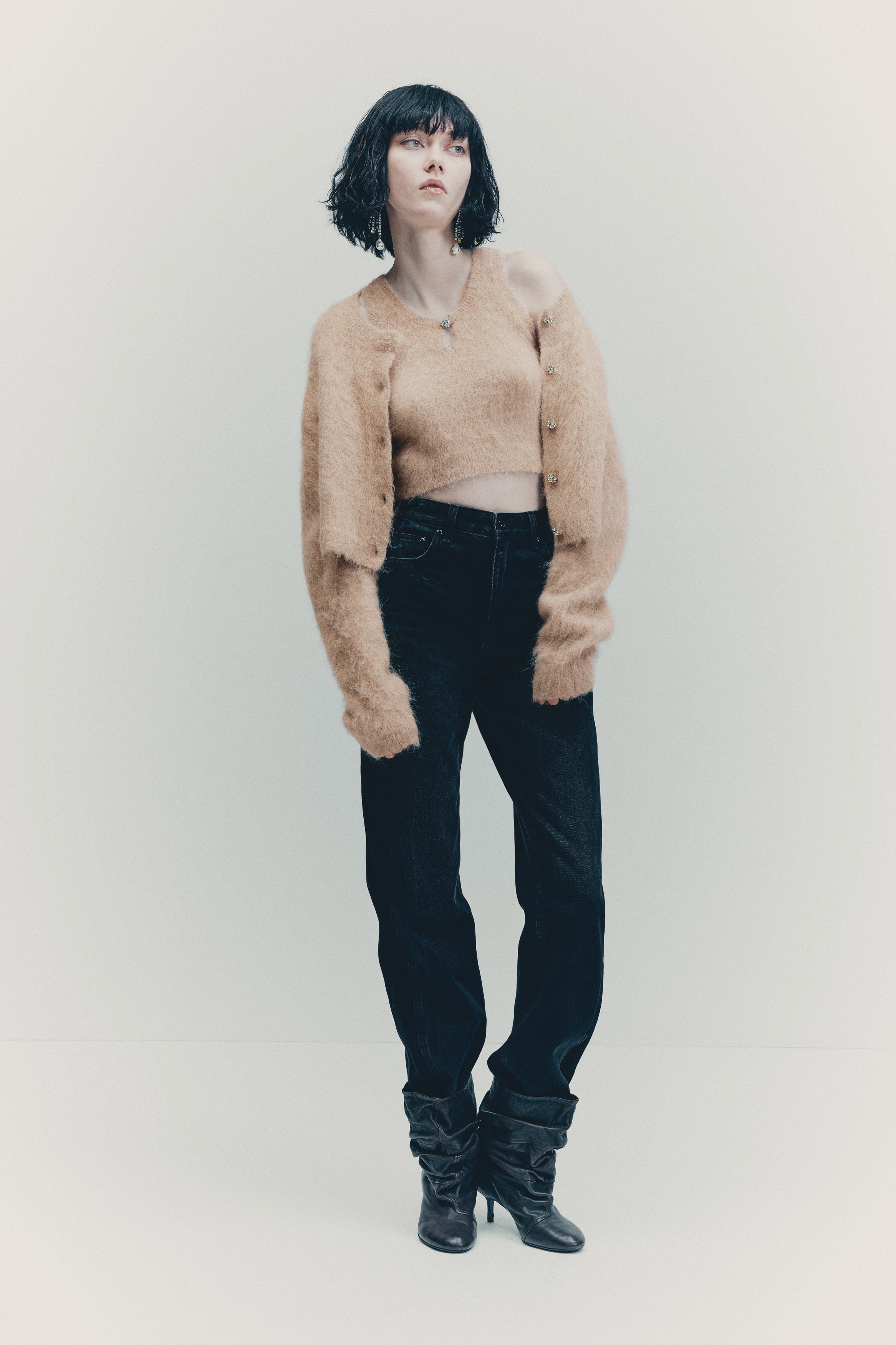 Cropped alpaca-blend vest top