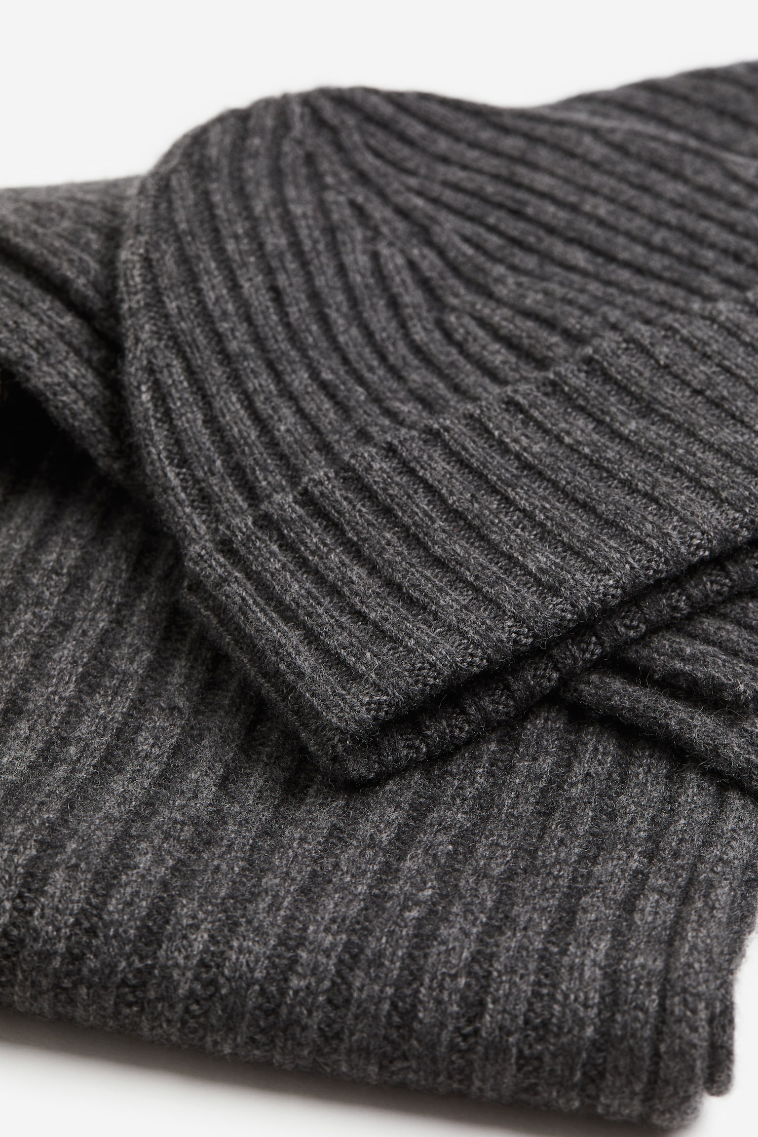 Wool Beanie & Scarf Set - Dark grey marle/Dark blue - 2