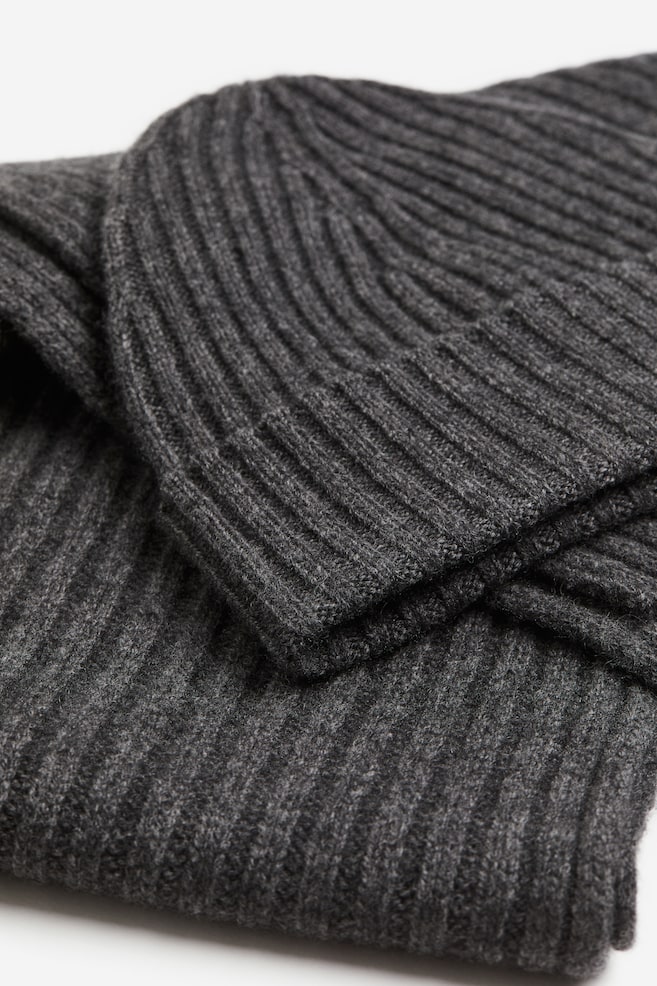 Wool hat and scarf set - Dark grey marl - 3