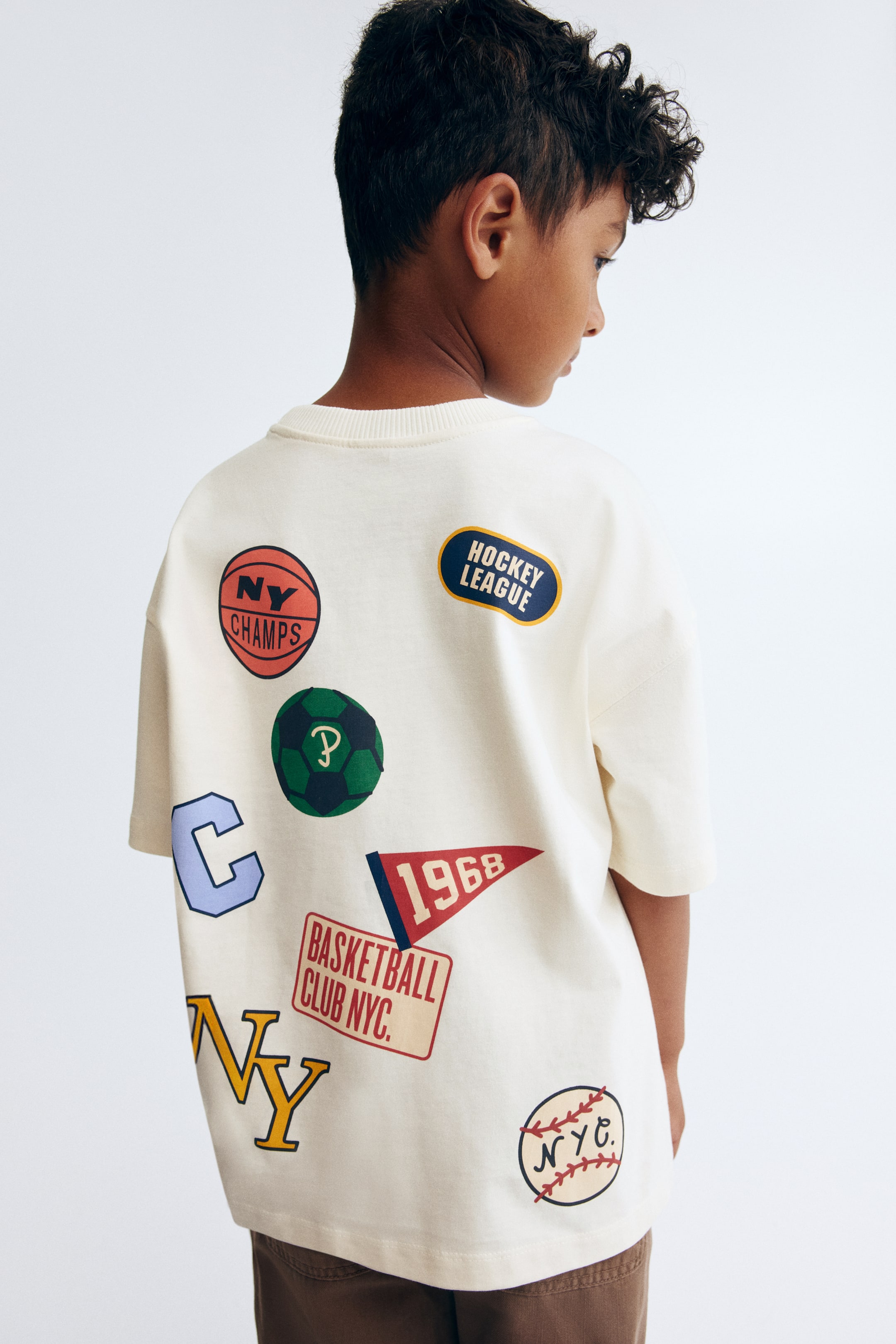Детские футболки H&M Oversized Printed Cotton T-Shirt — фото 3