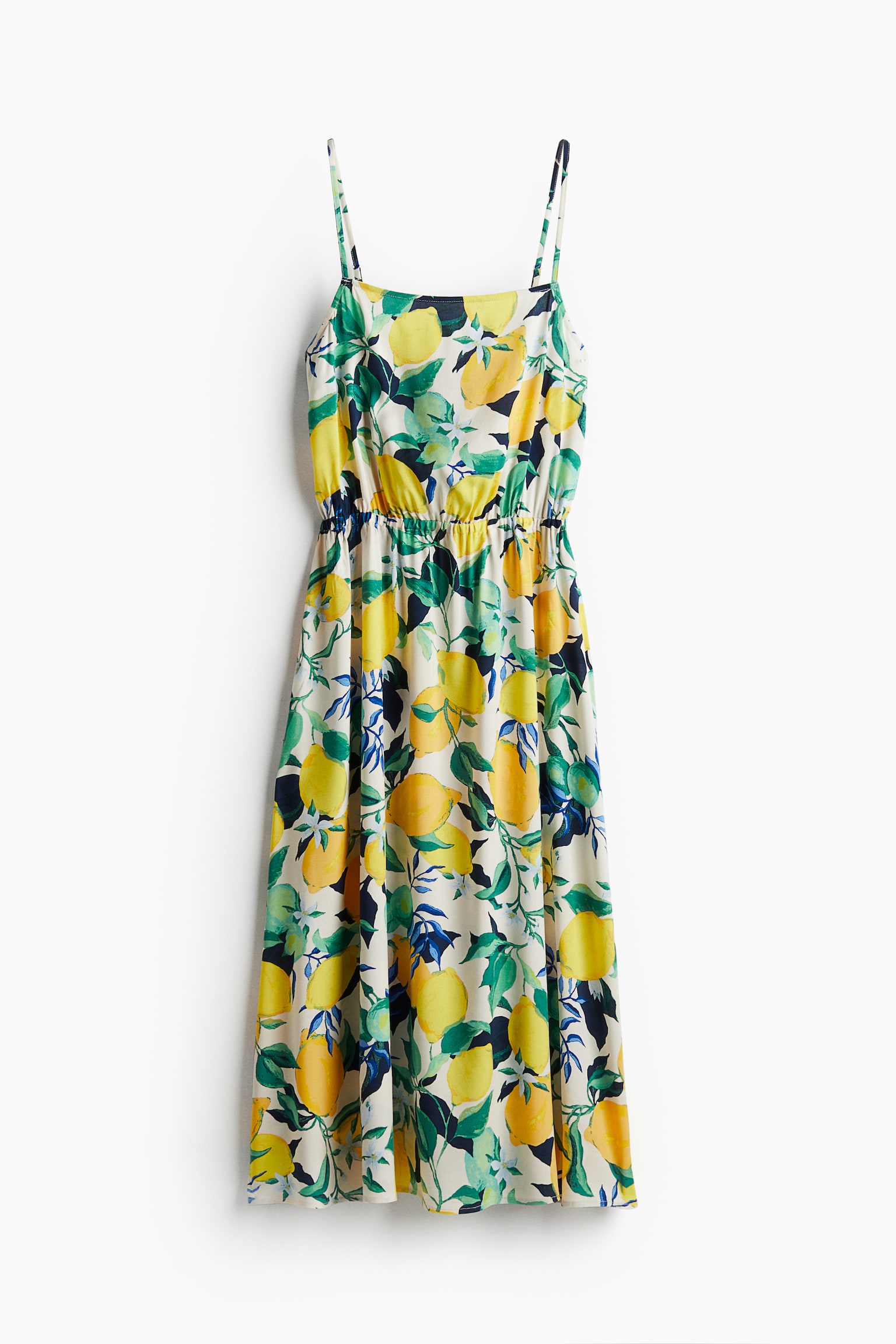 Strappy Viscose Dress - Cream/Lemons/Navy blue/Pattern - 2