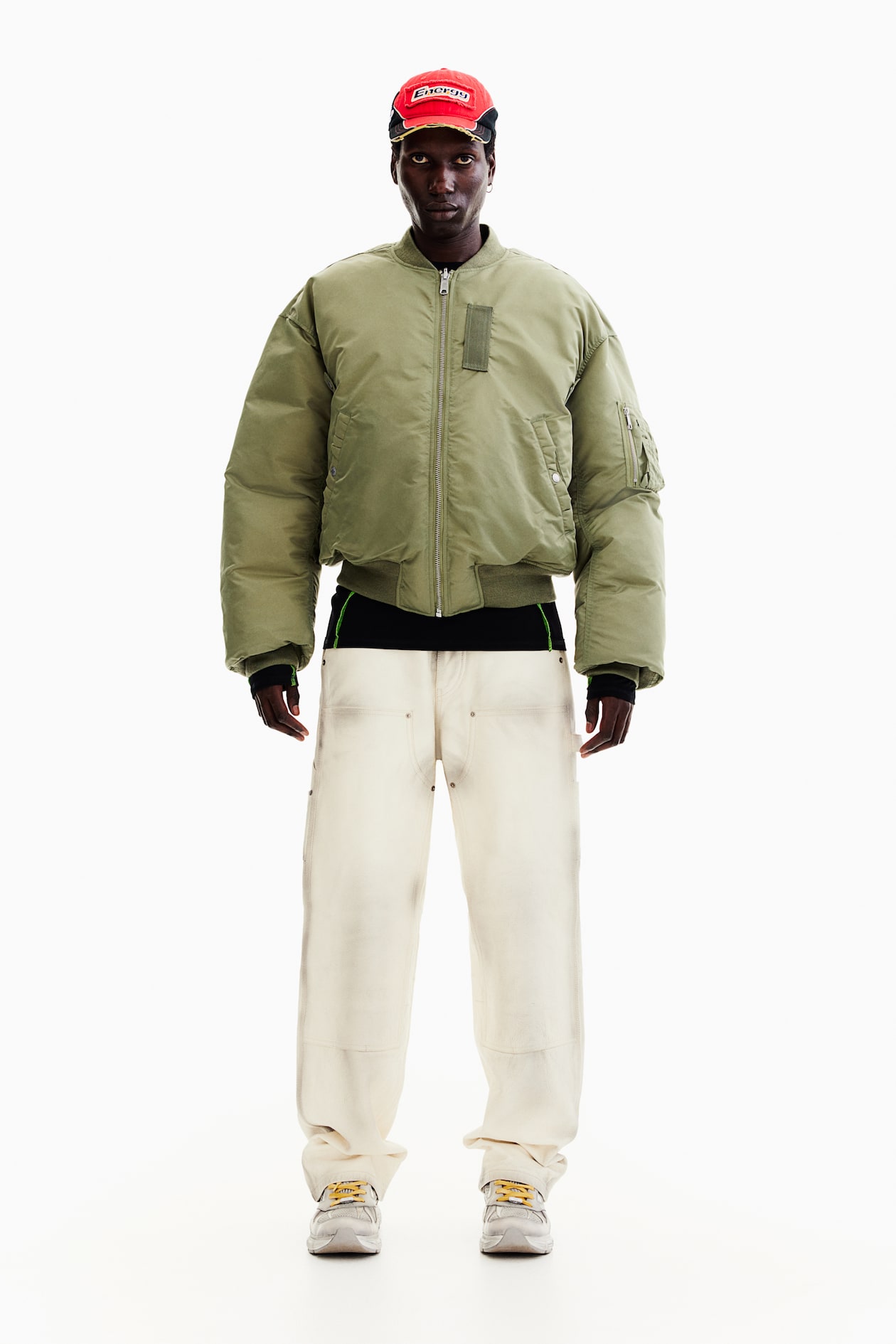H&m Reversible Blouson Reversible Bomber Jacket Khaki Green