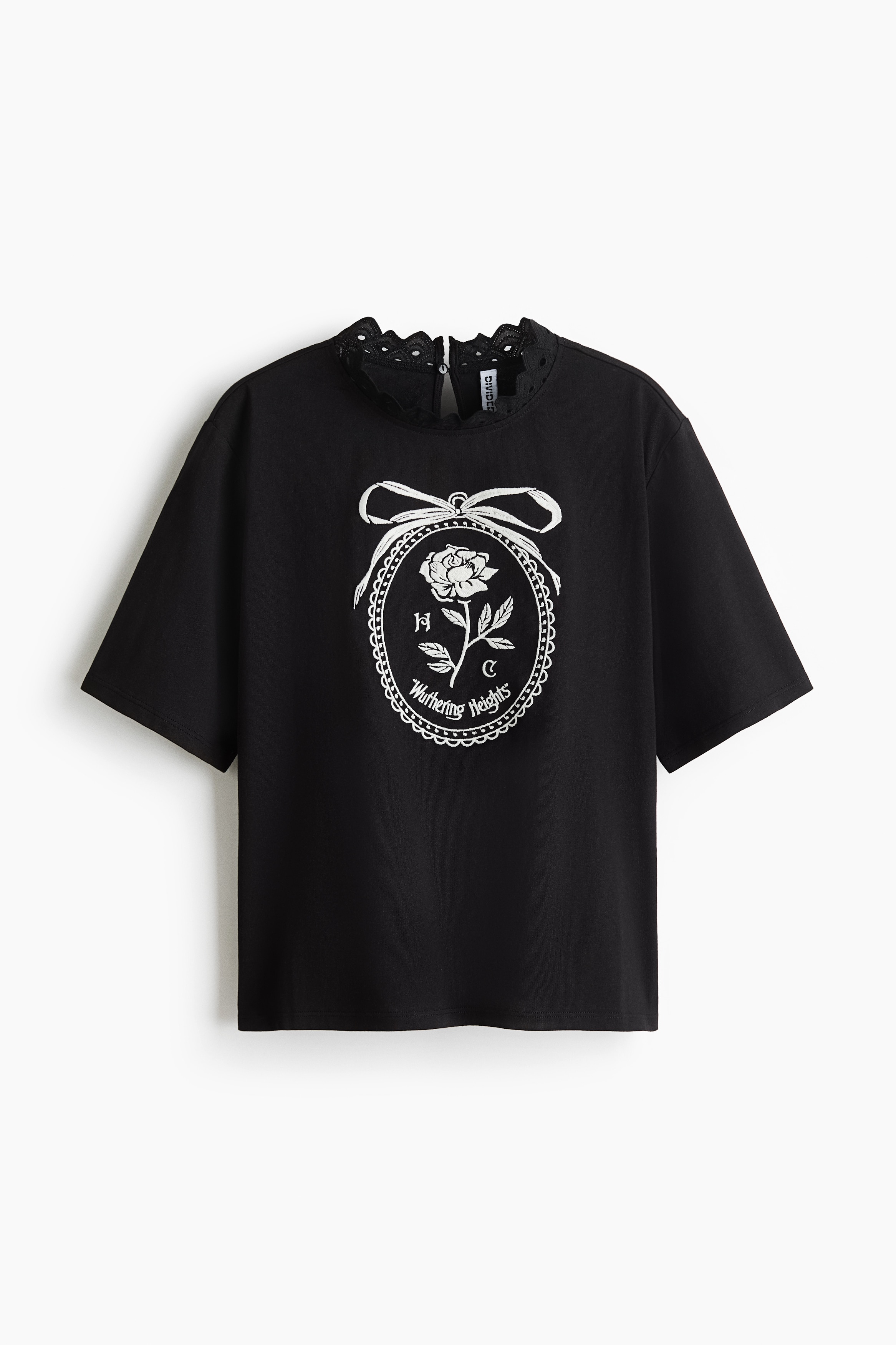 T-shirt avec détail brodé - Noir/Wuthering Heights