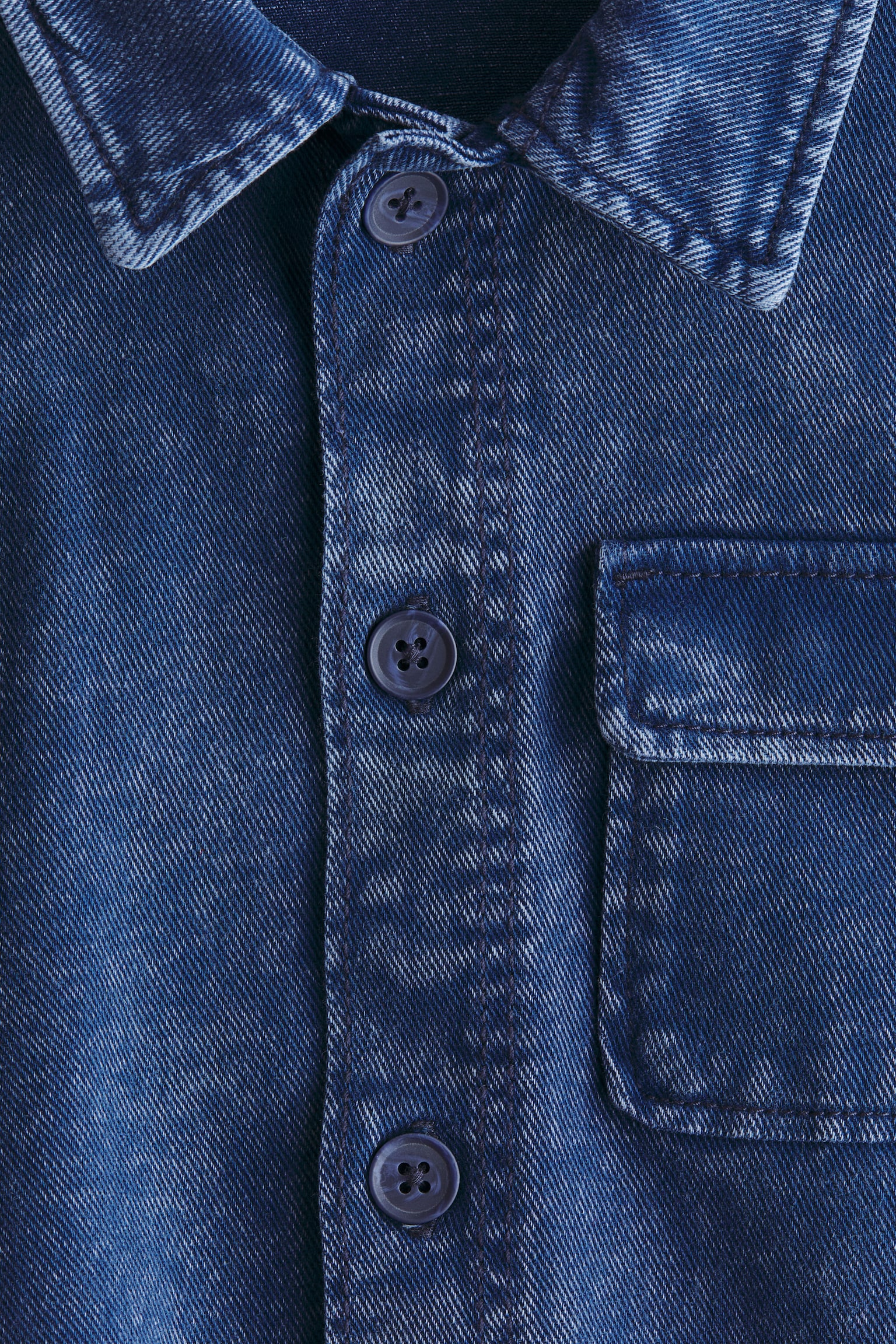 Cotton denim overshirt - Dark denim blue - 3