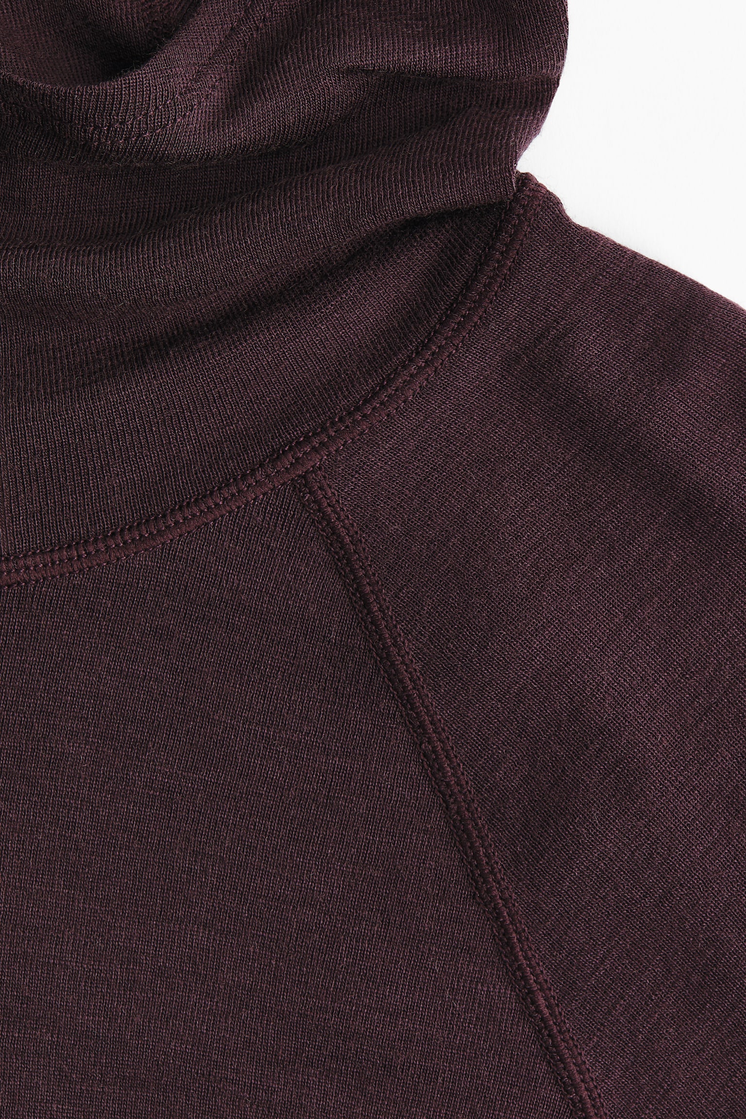 Wool hooded sports top - Aubergine purple/Light beige - 3