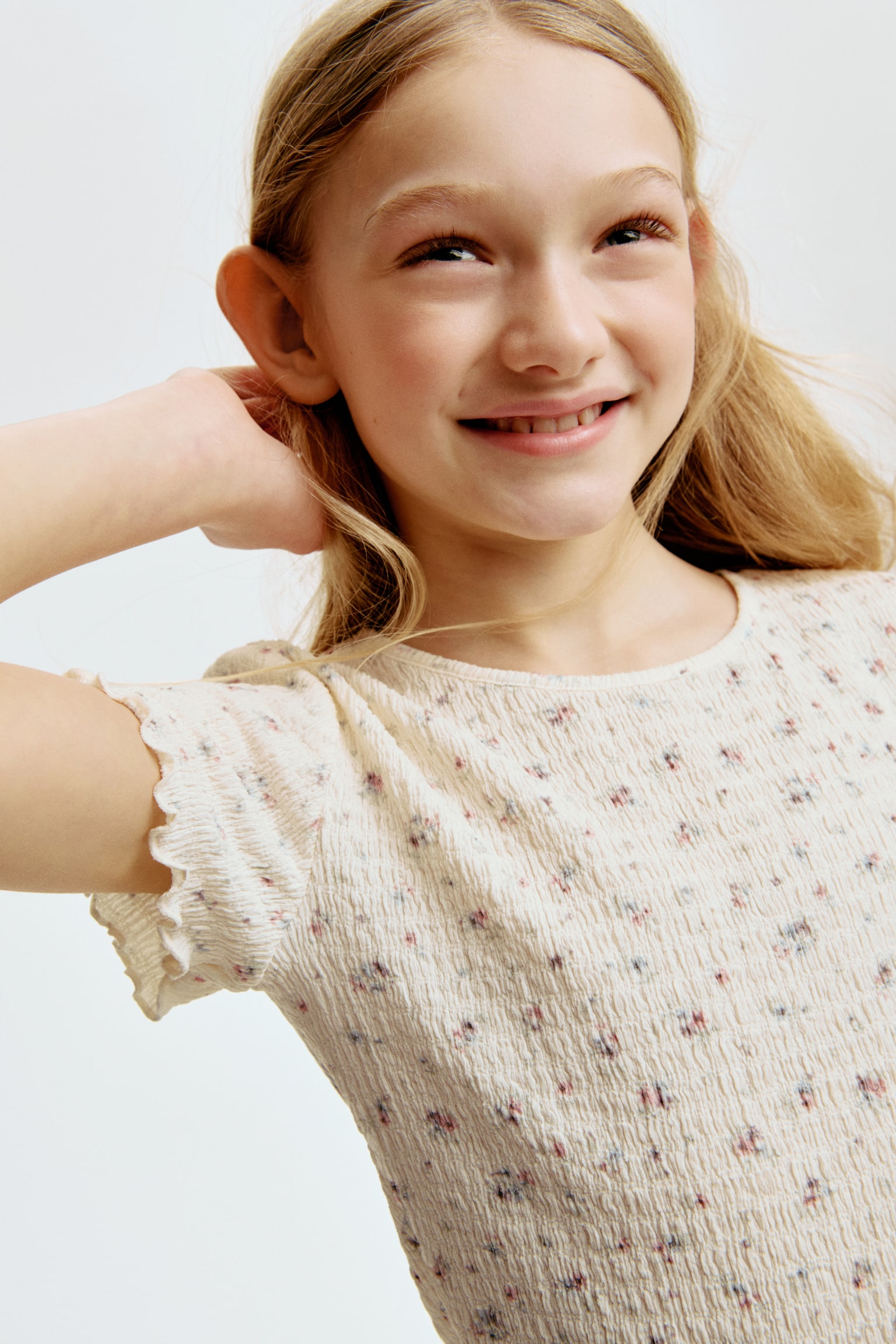 Smocked top-Cream/Floral - 3