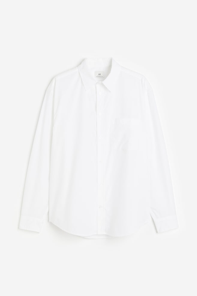 Skjorte i poplin Relaxed Fit - Hvid/Lyseblå/Stribet - 2