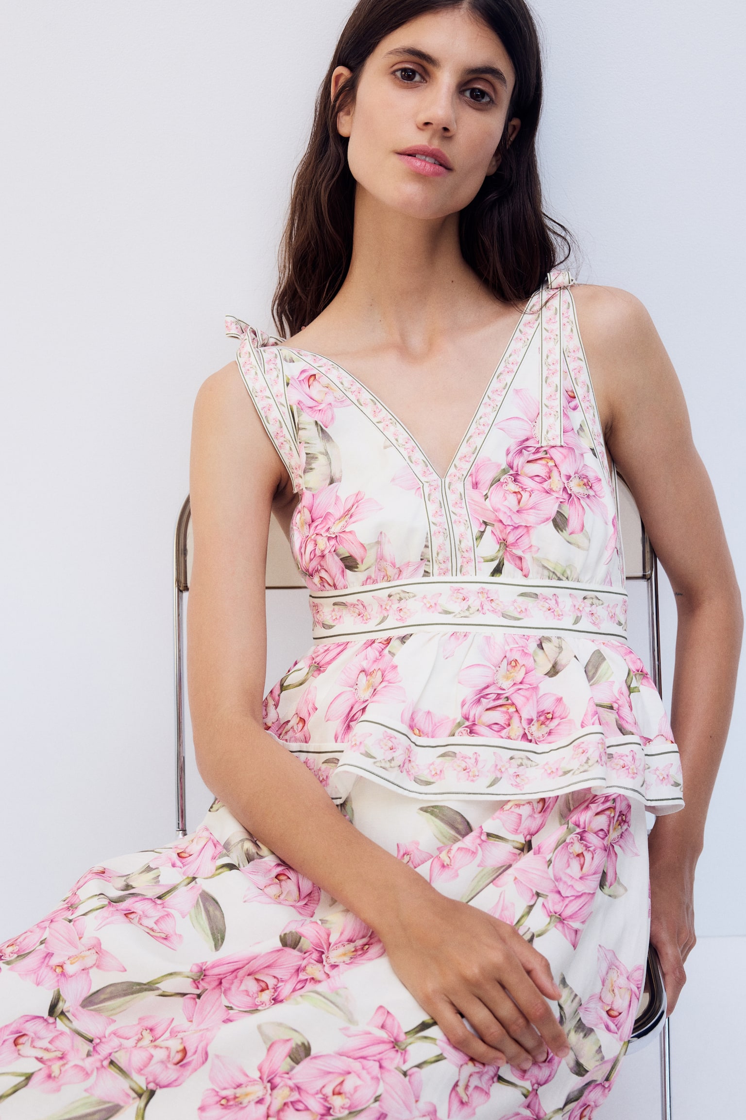 Платье для кормления H&M Mama из смеси с льном, цвет: Кремовый / С принтом — фото 3