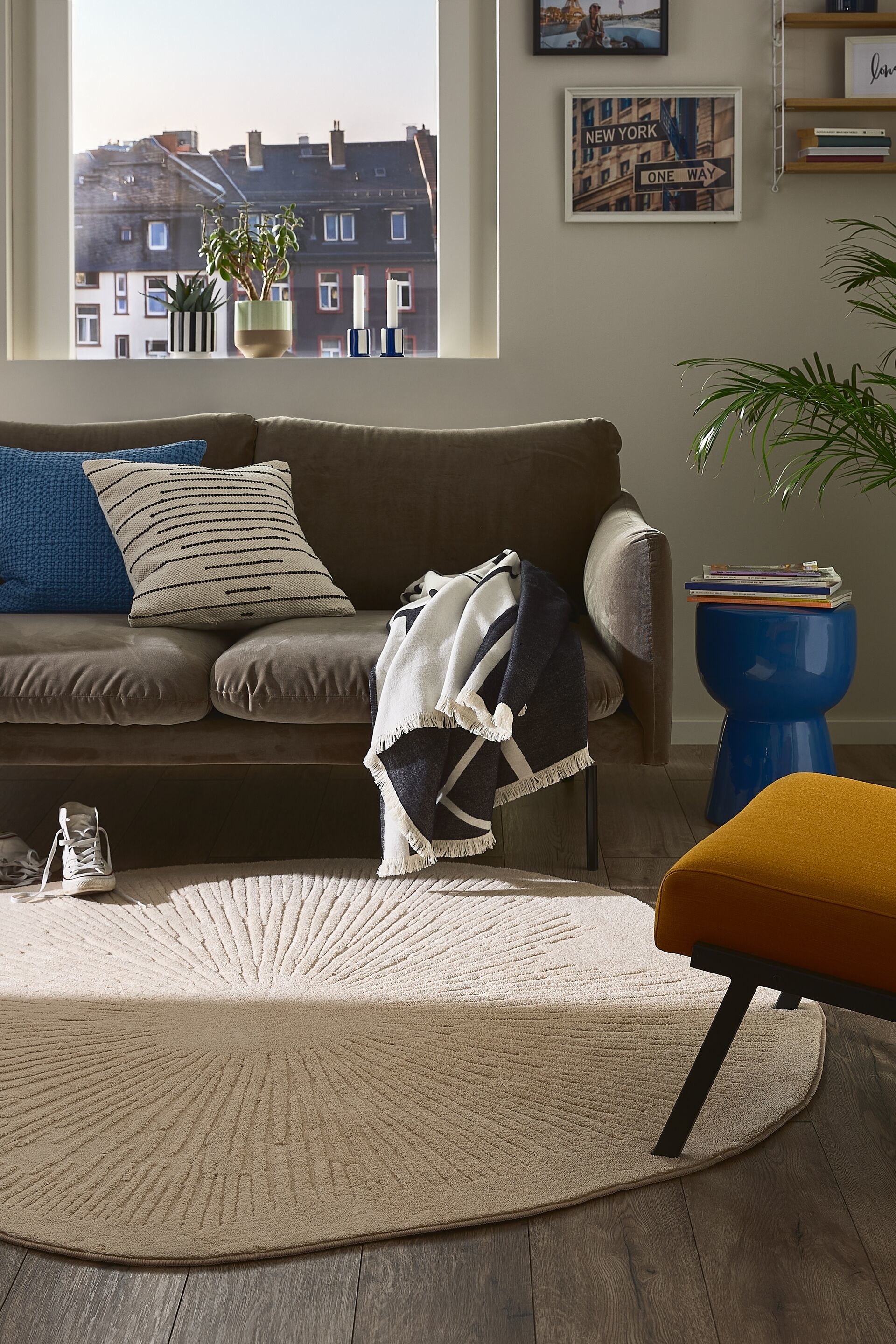 Vaskbart Tæppe Pam - Beige/Cremehvid/Grå