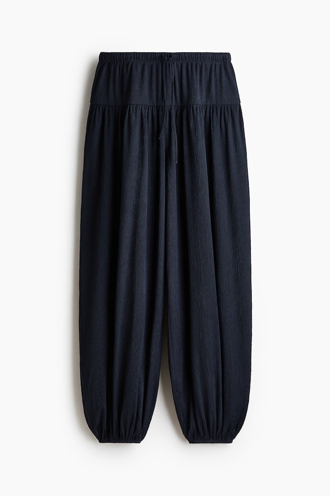 Crinkled balloon trousers - Navy blue/Cream - 1