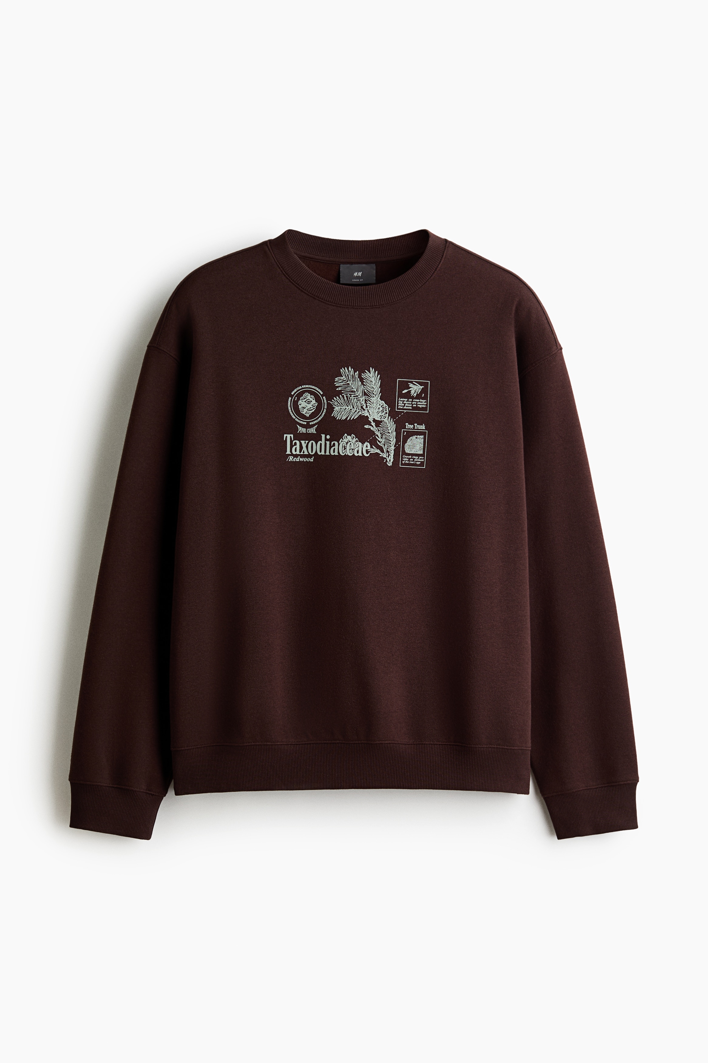 Loose Fit Baskılı Sweatshirt - Koyu kahverengi/Taxodiaceae