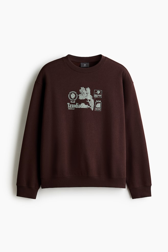 Bluza z nadrukiem Loose Fit - Ciemnobrązowy/Taxodiaceae/Biały/Rośliny/Czarny/Karma Alarm - 1