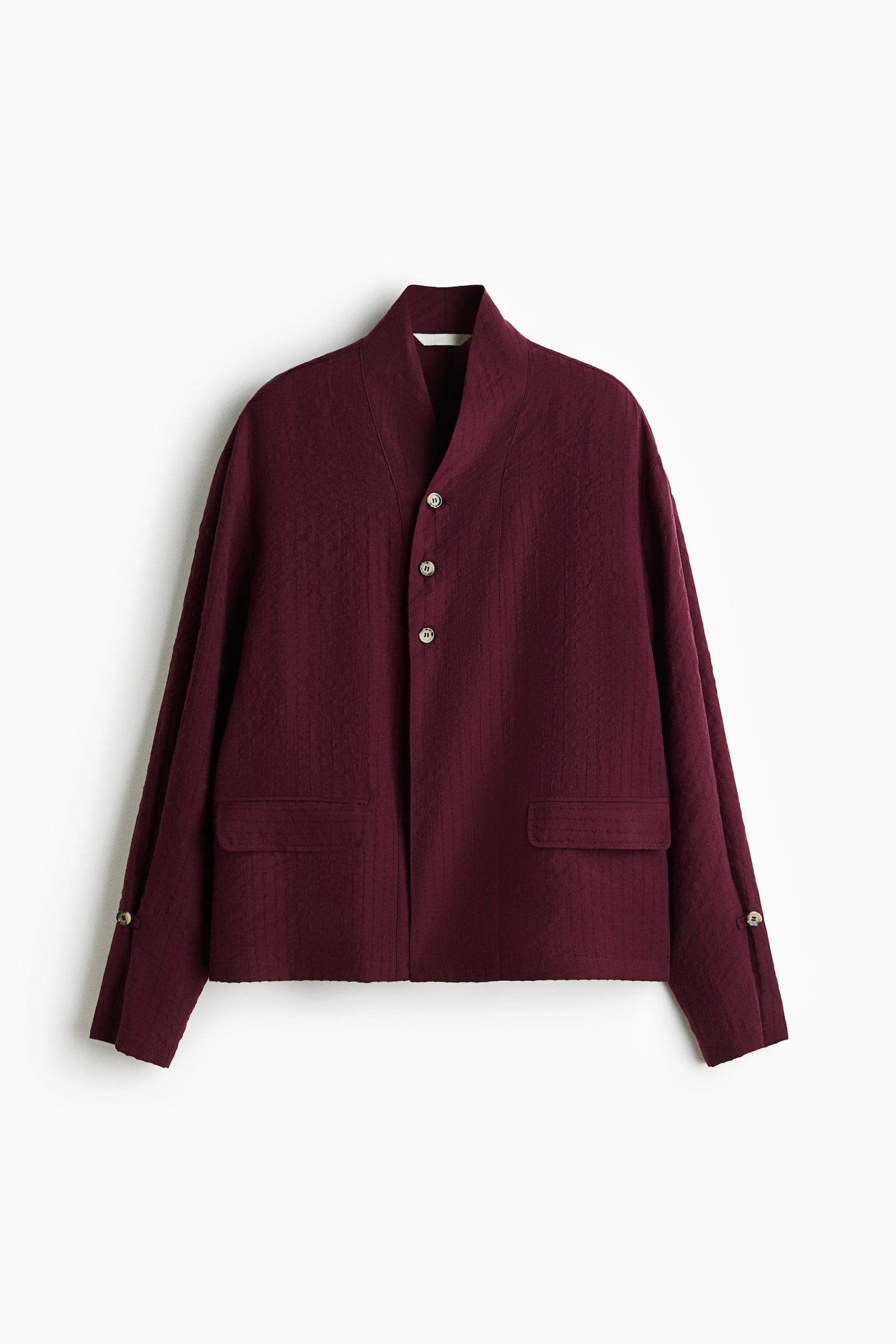 Textured-weave button-detail shirt - Burgundy